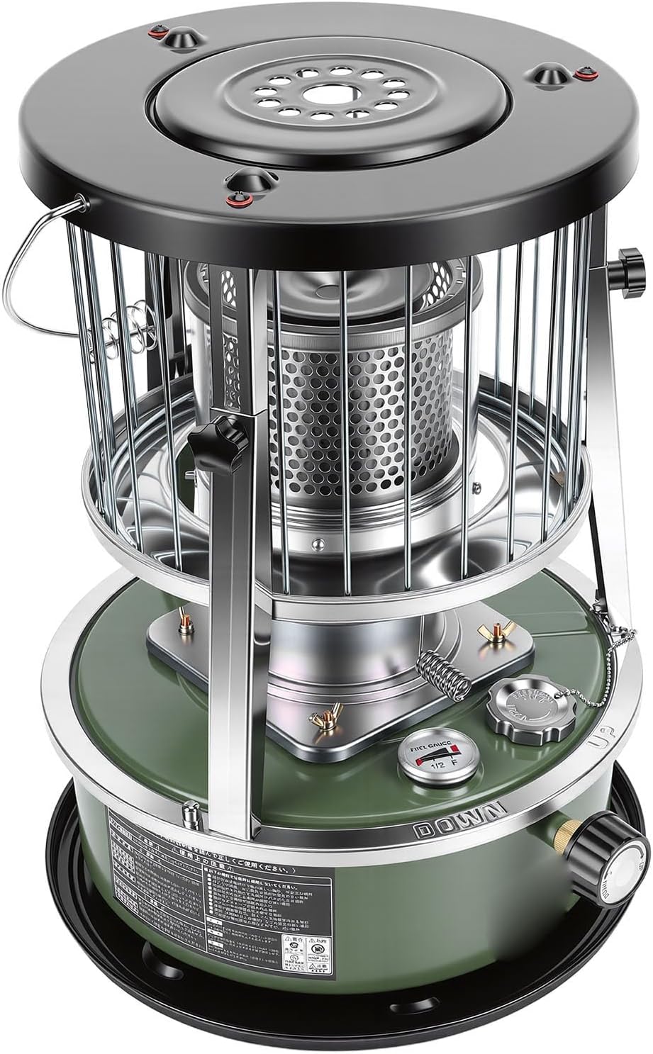 Portable Kerosene Heater, Adjustable Height 5.2L 20-25 Hours Heat 2.6KW Output for Garage Camping Emergency, with Safety Net and Accessories