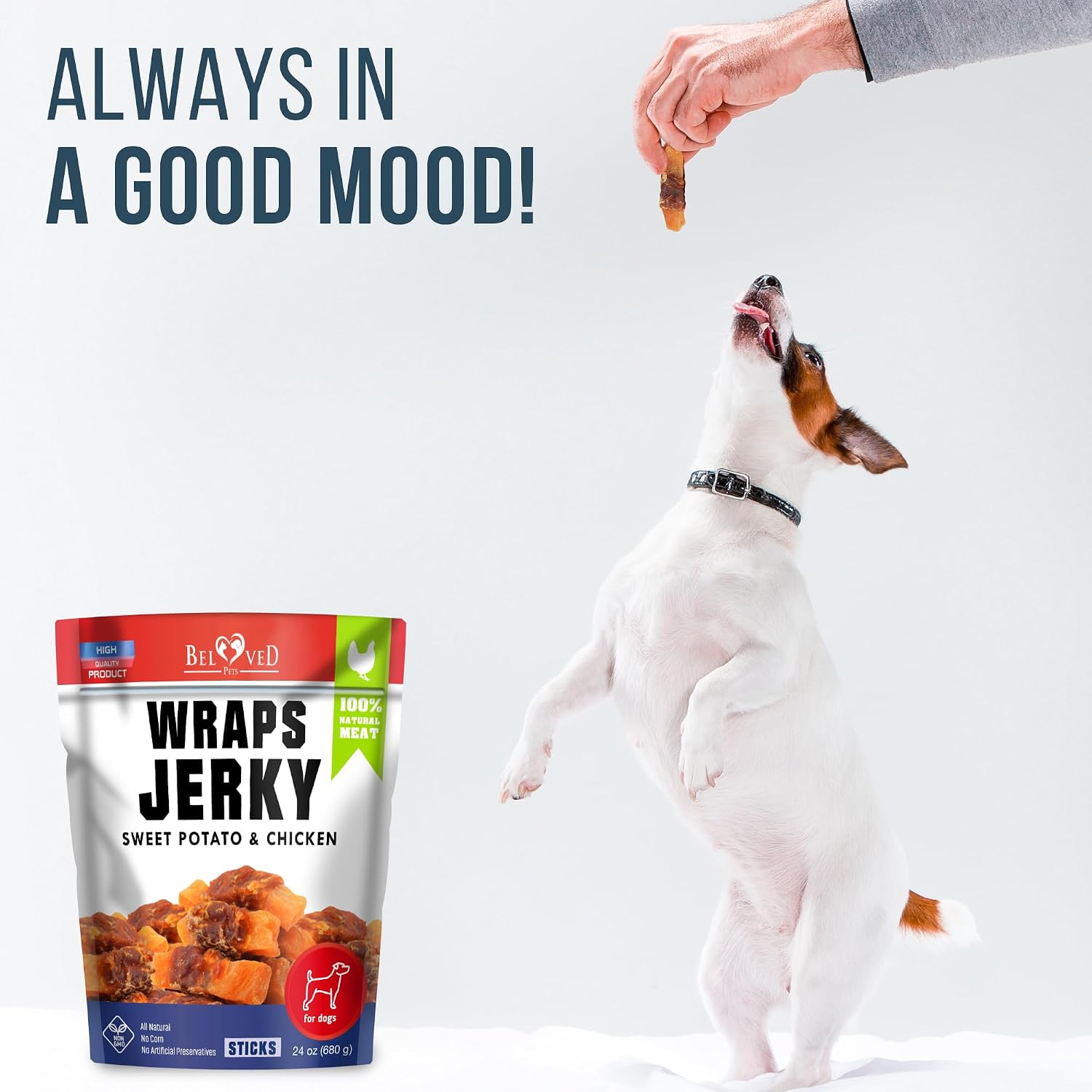 Beloved Pets Dog Treats Chicken Jerky 1.5 lb – Dog Food & High Protein Chews for Large