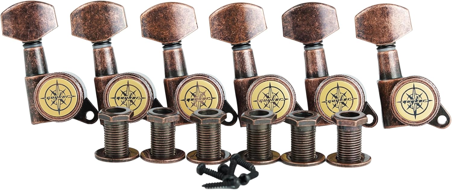 Guyker Guitar Locking Tuners (6 for Right) - 1:18 Lock String Tuning Key Pegs Machine Head with Hexagonal Handle Replacement for ST TL SG LP Style