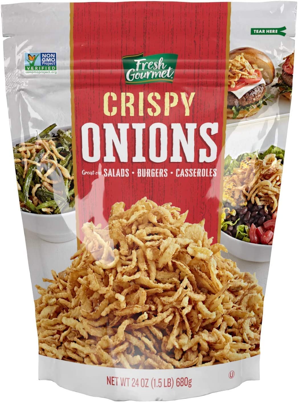 Fresh Gourmet Crispy Onions | 24 Ounce | Low Carb | Crunchy Snack and Salad Topper