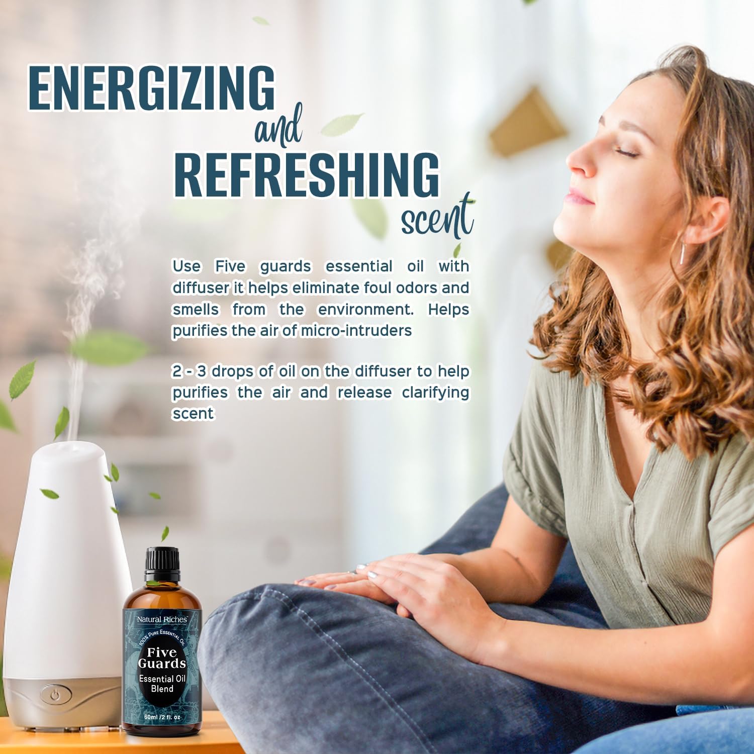 Five Guards Essential Oil Blend 30 ml Health Shield for Aromatherapy | With Clove, Cinnamon, Lemon, Rosemary & Eucalyptus - Natural Riches