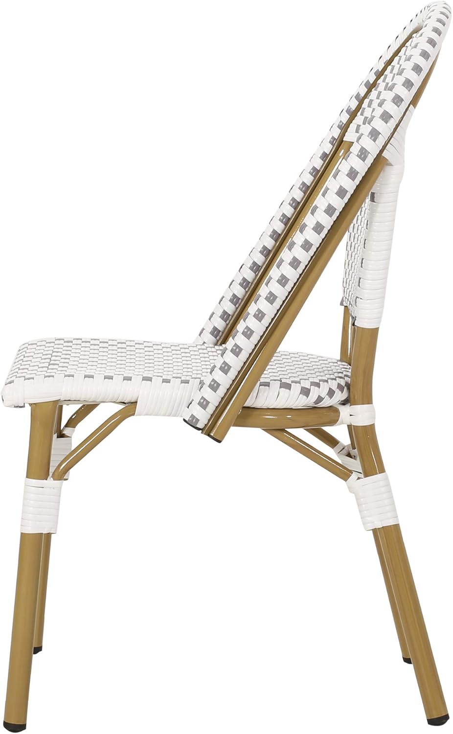 Christopher Knight Home Philomena Outdoor French Bistro Chair (Set of 4), Black + White + Bamboo Print Finish