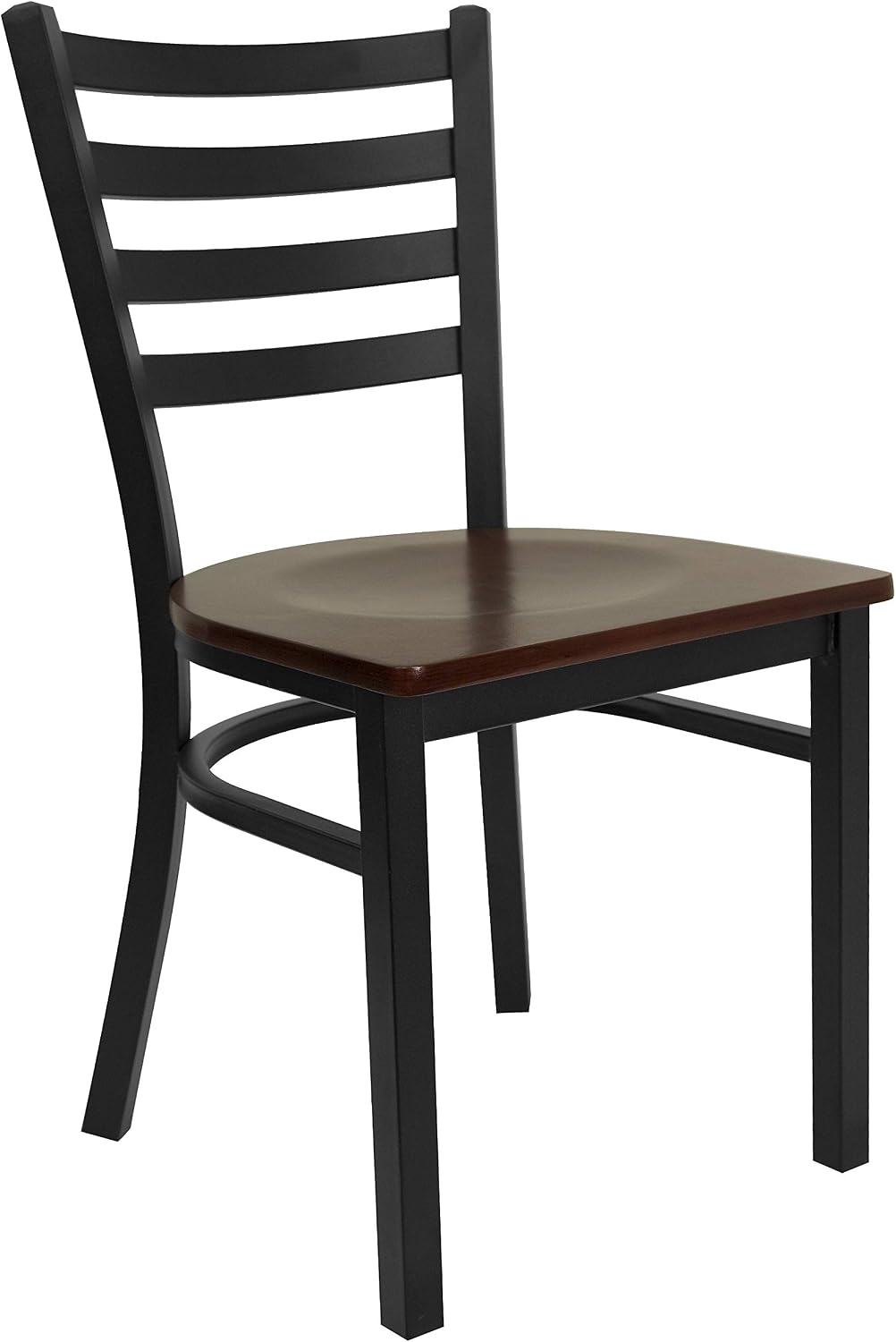 Flash Furniture Hercules Series Commercial Ladder Back Restaurant Chairs, Modern Lightweight Metal Dining Chairs with Padded Seats, Set of 2, Black