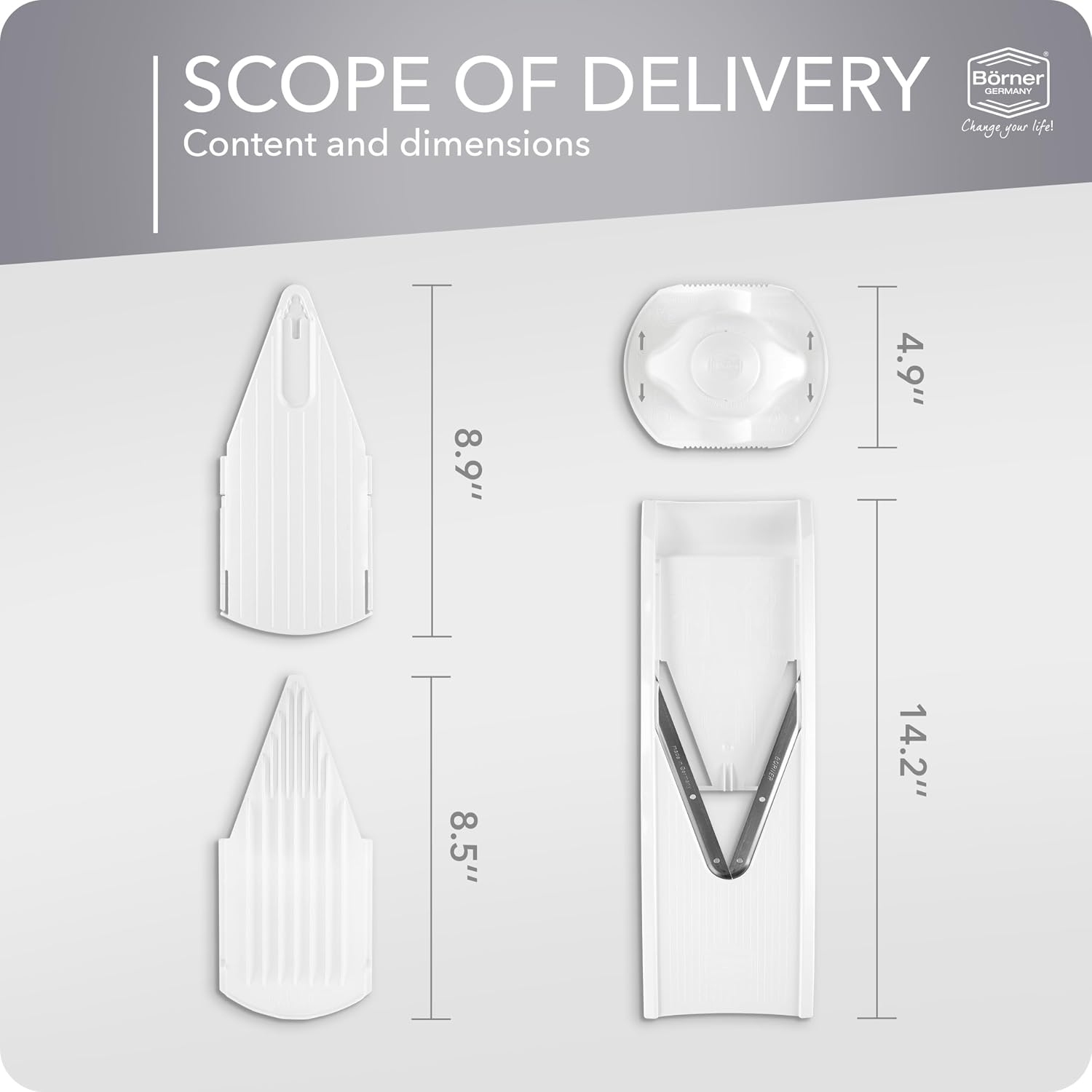 BORNER V Mandoline Slicer Kitchen V1 ClassicLine Starter Set | Vegetable Grater Börner - Quality Made in Germany, Color:Orange