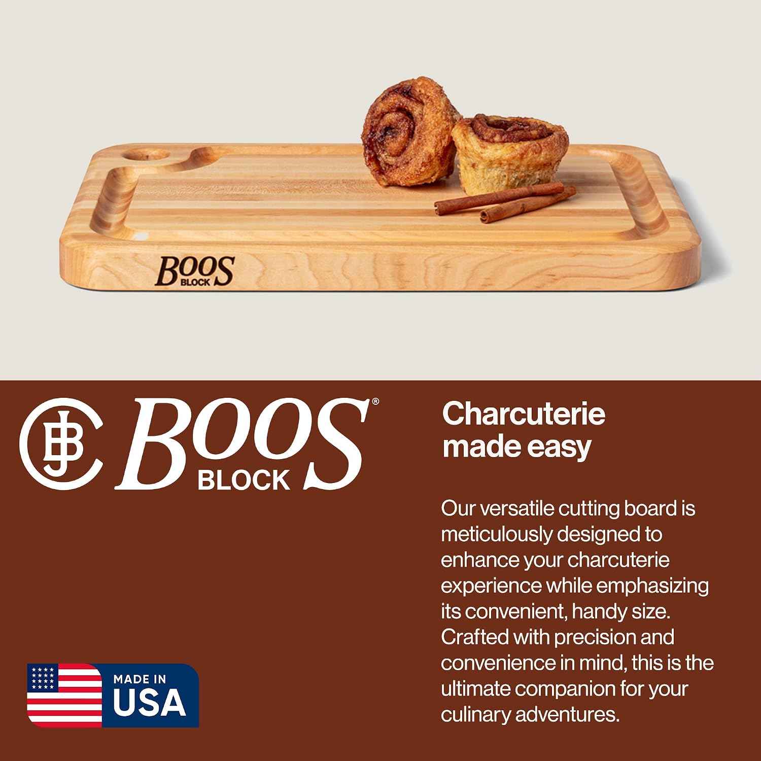 John Boos Prestige Series Rectangular Wooden Maple Cutting Board 16”x10” – 1.25” Thick, 6-lb Reversible Butcher Block with Juice Groove, Edge-Grain & Finger Grip Hole – Made in the USA | 1.25” Thick, 6-lb Butcher Block with Juice Groove, Edge-Grain & Fin…