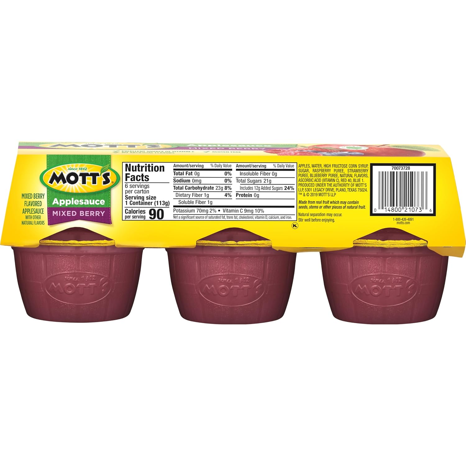 Mott's Applesauce, 4 Oz Cups, 36 Count, No Artificial Flavors, Good Source of Vitamin C, Nutritious Option for The Whole Family