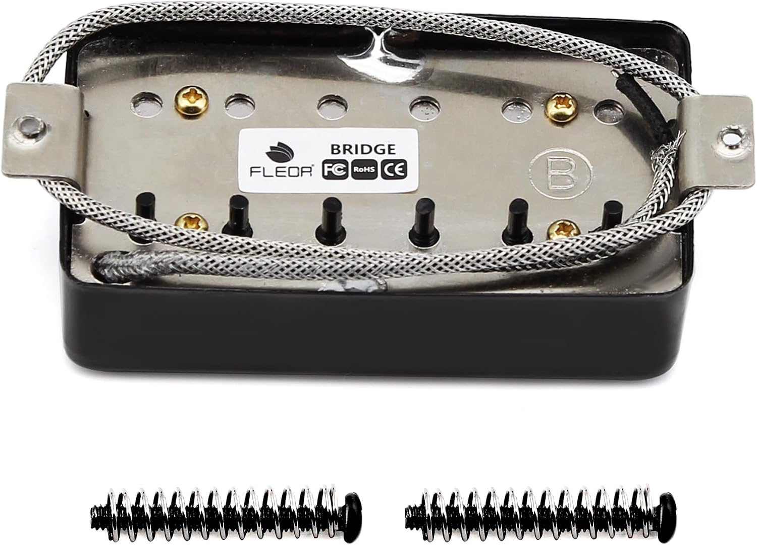 FLEOR Alnico5 Guitar Humbucker Pickup Set Chrome Bridge & Neck Pickups Compatible with LP style Guitar Part
