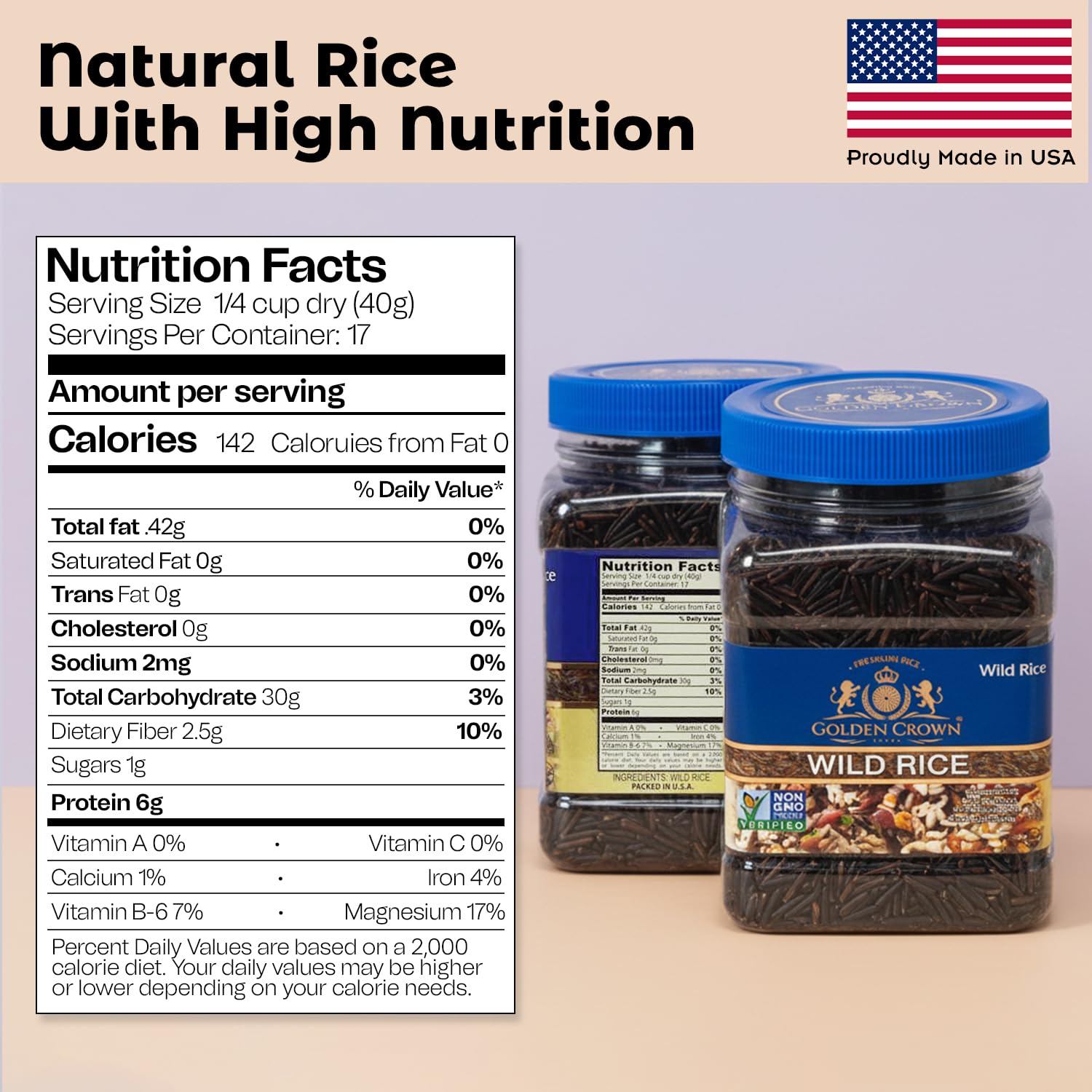 Golden Crown 8-in-1 Wild Rice Blend w/Red, Black Barley, Wild Rice Mix, 2lb