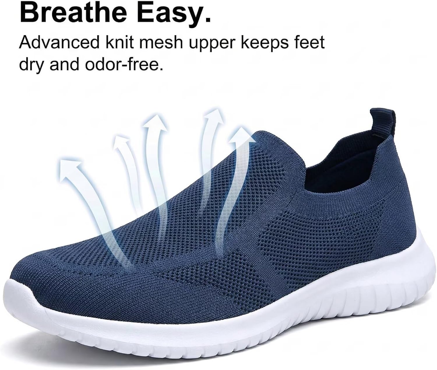 konhill Mens Slip-On Knit Walking Sneakers
