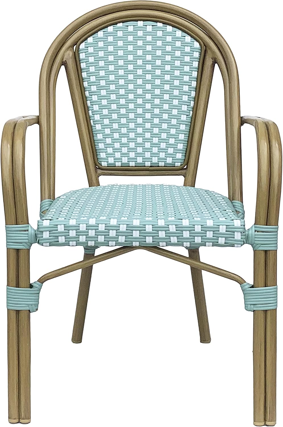 Christopher Knight Home Anastasia Outdoor French Bistro Chair (Set of 2), Black + White + Bamboo Print Finish