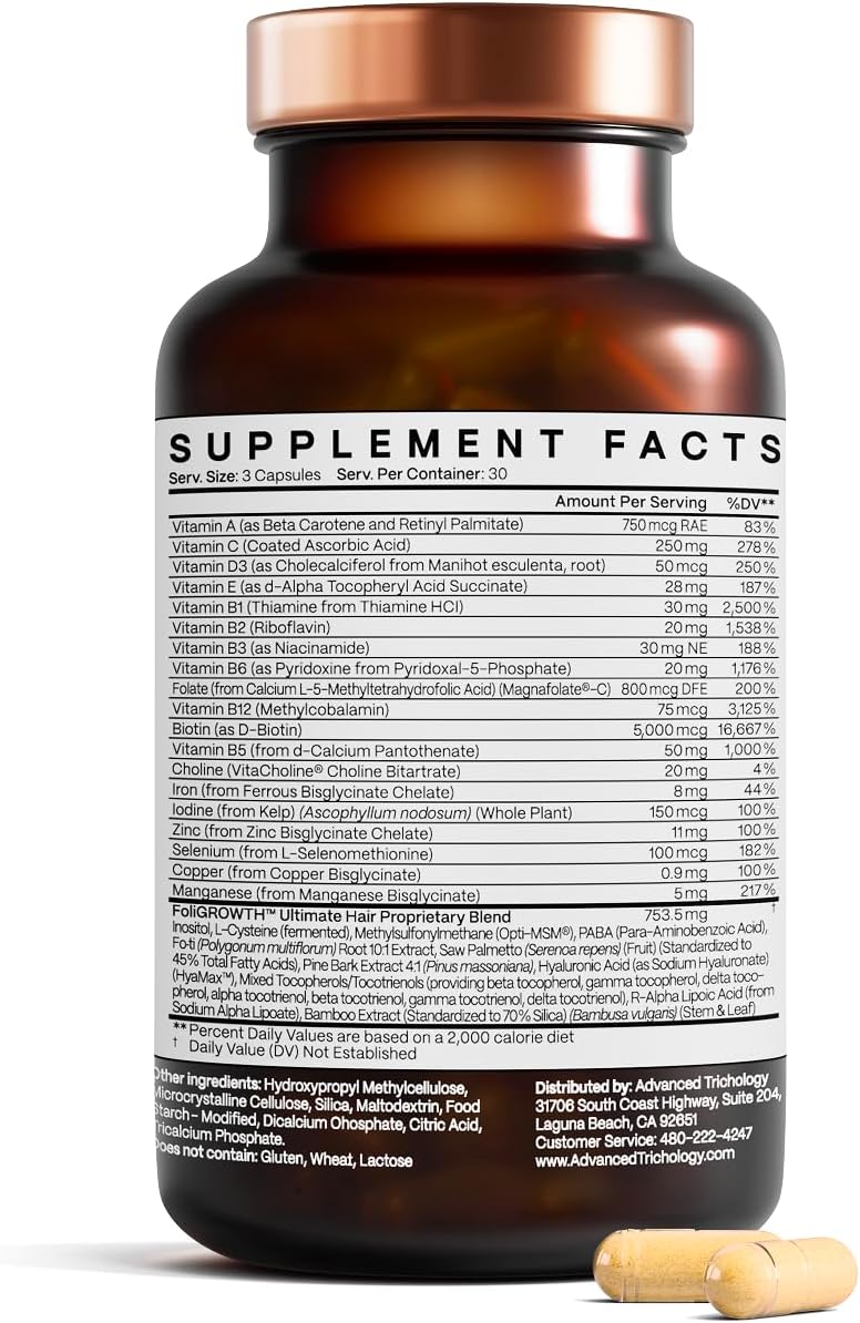 FoliGROWTH® Hair Growth Supplement for Women & Men | for Thicker, Fuller Hair | Supports Thinning Hair