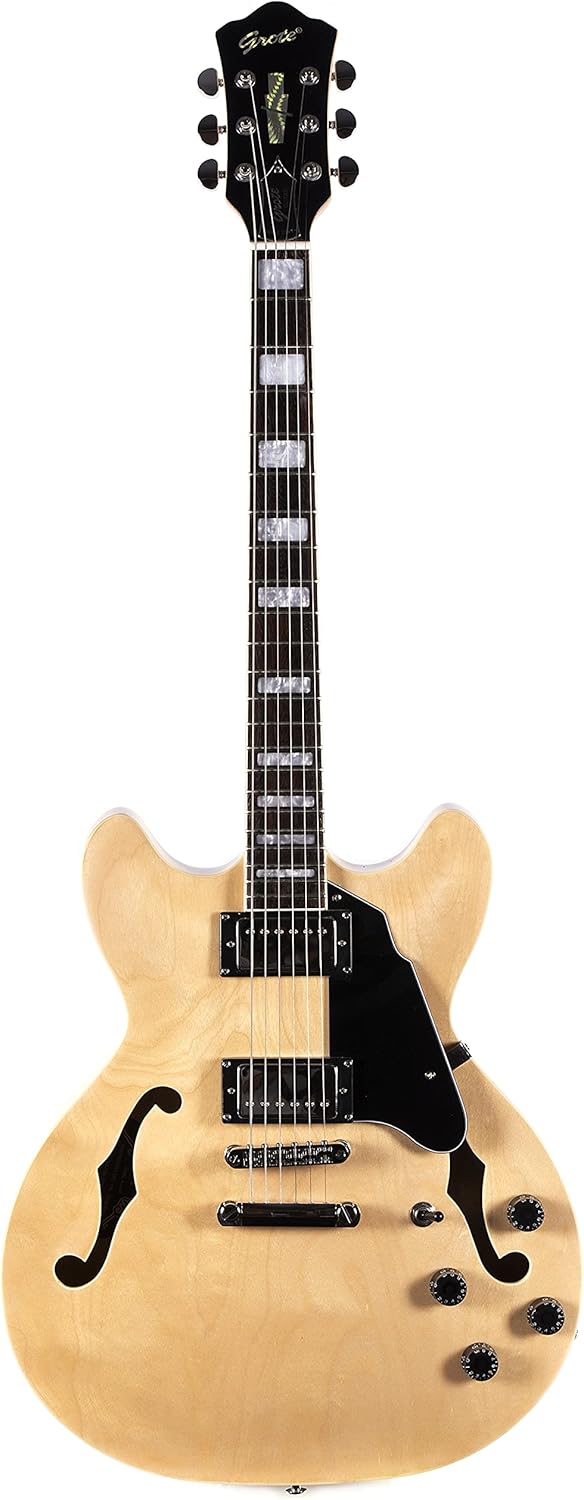 Grote Full Scale Electric Guitar Semi-Hollow Body Guitar Stainless Steel Frets (Vintage Sunburst)