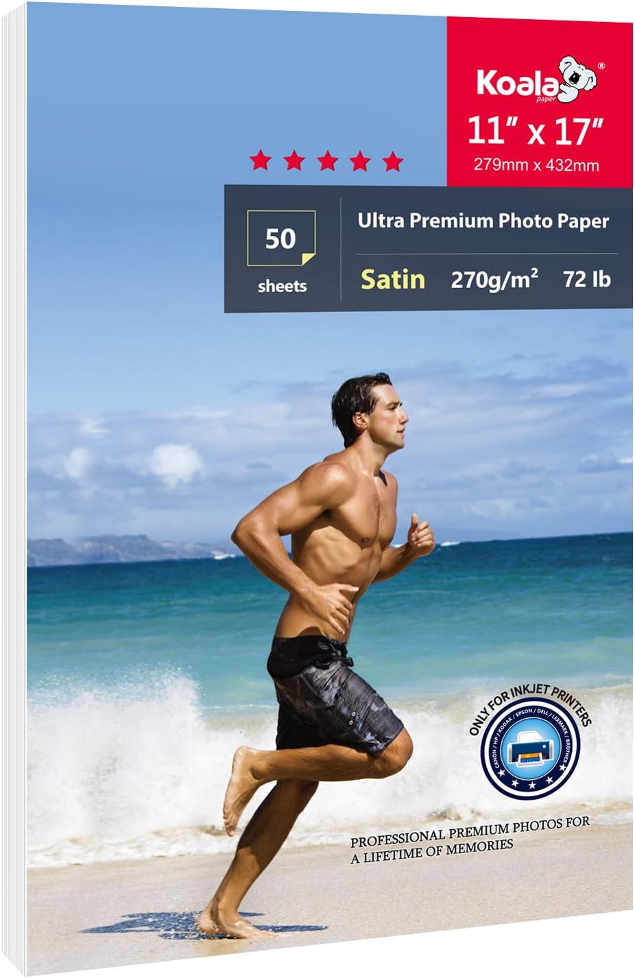 Koala Photo Paper Resin Coated 11x17 In Satin Photo Printer Paper 72lb
