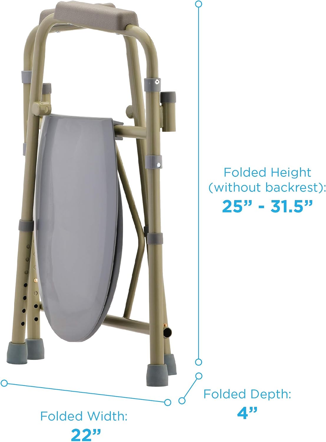 NOVA Medical Products Folding Commode, Over Toilet and Bedside Commode, Comes with Splash Guard/ Bucket/ Lid, Gray, 1 Count