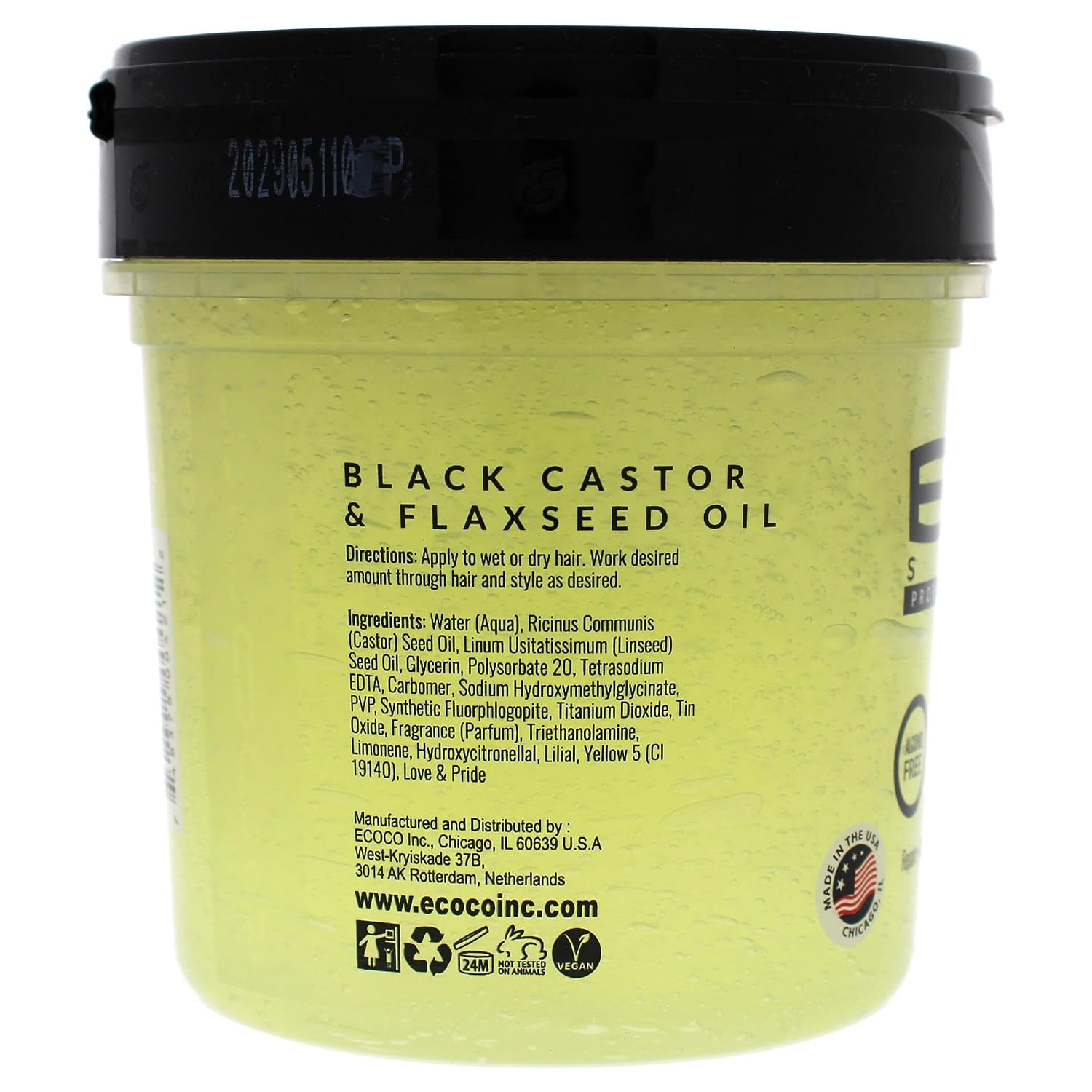 Eco Style Black Castor and Flaxseed Oil Styling Gel - Helps Nourish and Repair Damaged Hair - Promotes Healthy Scalp - Provides Superior and Weightless Hold - Delivers Long Lasting Shine - 8 oz