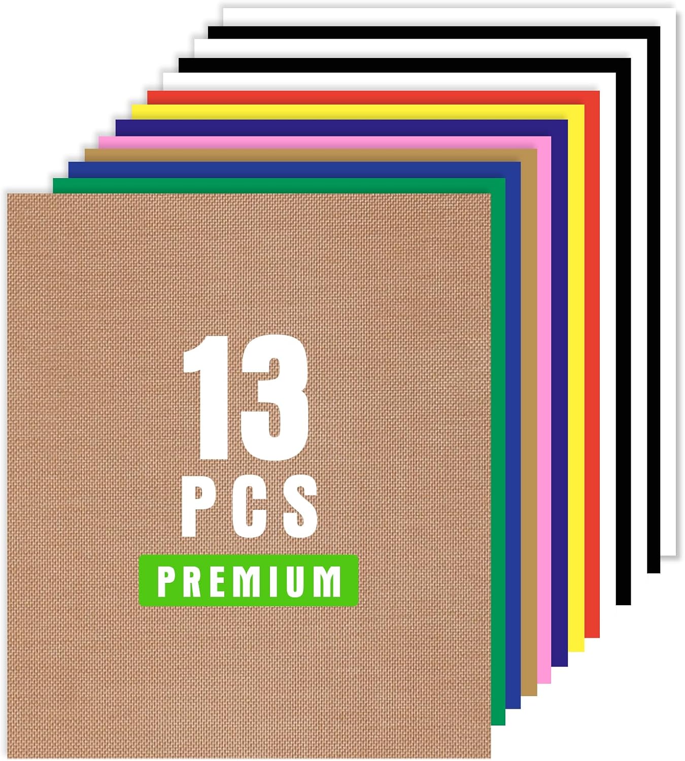 XSEINO HTV Heat Transfer Vinyl for T-Shirts 12"x10" -13Pack Perfect Iron On Vinyl for Cricut