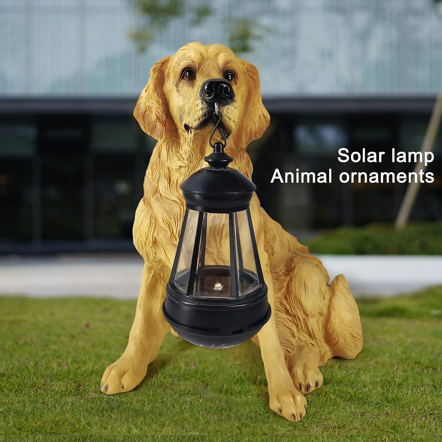 Notakia Golden Retriever Statue Outdoor with Solar Led Home Garden Decoration Windproof Lamp Realistic Dog Decor(Golden Retriever &LED)