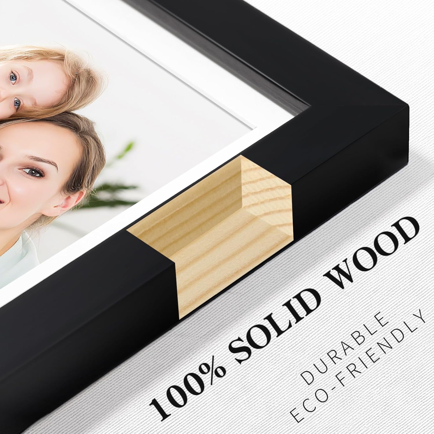Picture Frames 8x8 2 Pack Made of Solid Wood Black for Wall Mounting and Tabletop Display