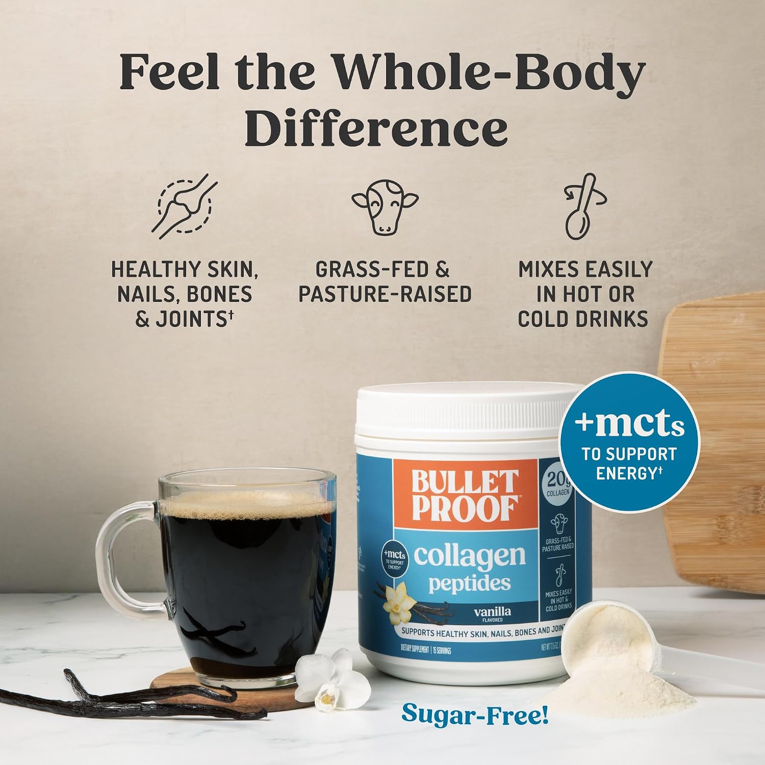 Bulletproof Unflavored Collagen Peptides Protein Powder, 17.6 oz | 20g Grass-Fed Pasture-Raised Collagen Protein and Amino Acids for Skin, Bones and Joints