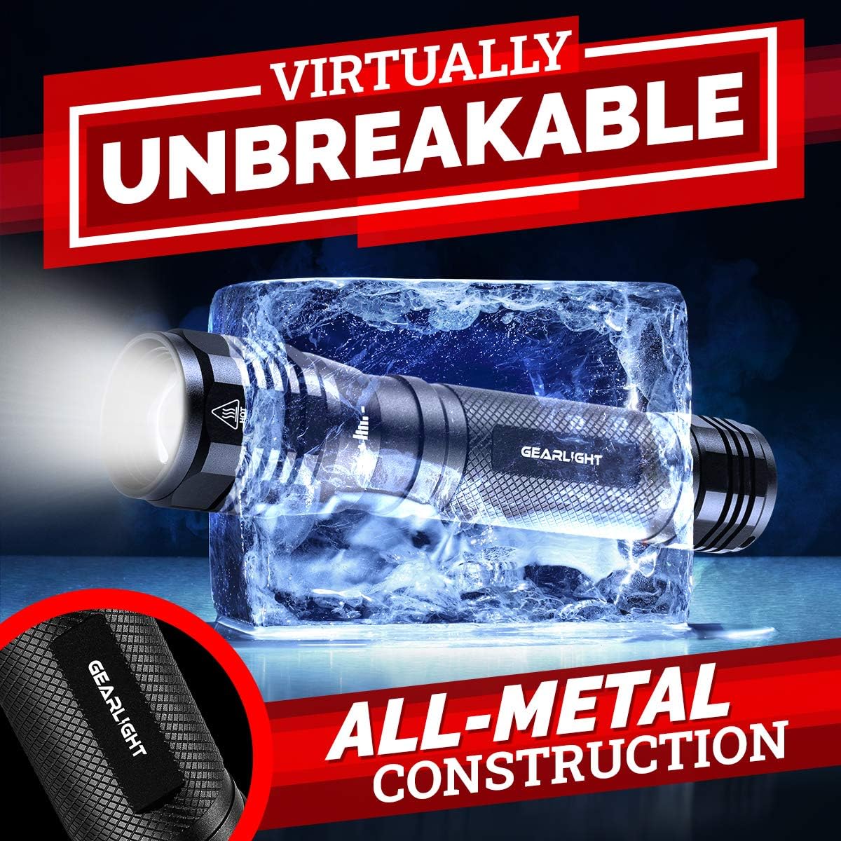 GearLight High-Powered LED Flashlight S1200 - Mid Size, Zoomable, Water Resistant, Handheld Light - High Lumen Camping, Outdoor, Emergency Flashlights - S1200-1 Pack, (Batteries Not Included)