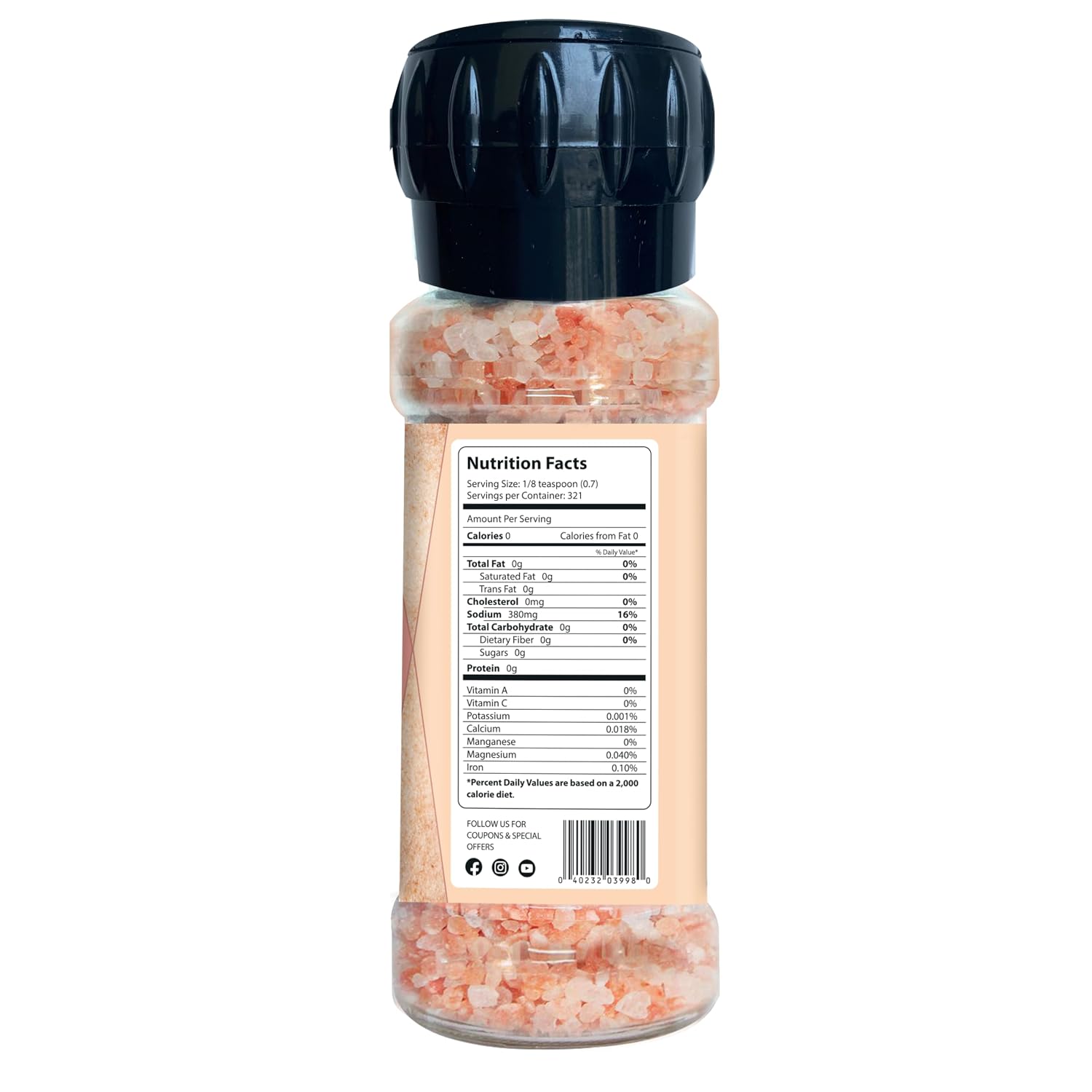 HERBION Naturals Himalayan Pink Salt Jar Fine Grain, GMO Free, Supreme Quality Chemical Free, Vegan, Kosher Certified, Fine Grain All Natural Salt