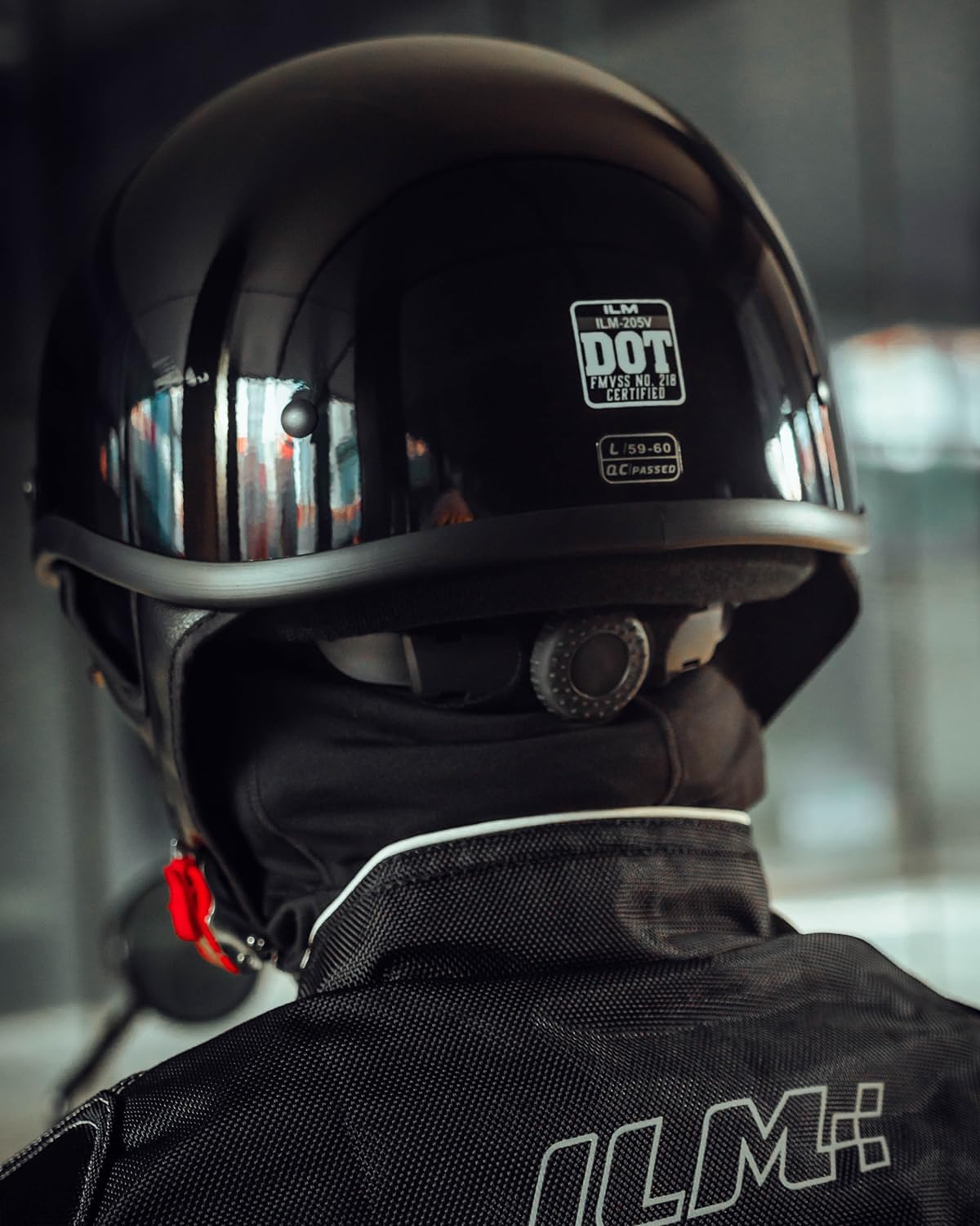 ILM Half Helmet Motorcycle Open Face Sun Visor Quick Release Buckle DOT Approved Cycling Motocross Suits Men Women 205V (M, Matt Black)