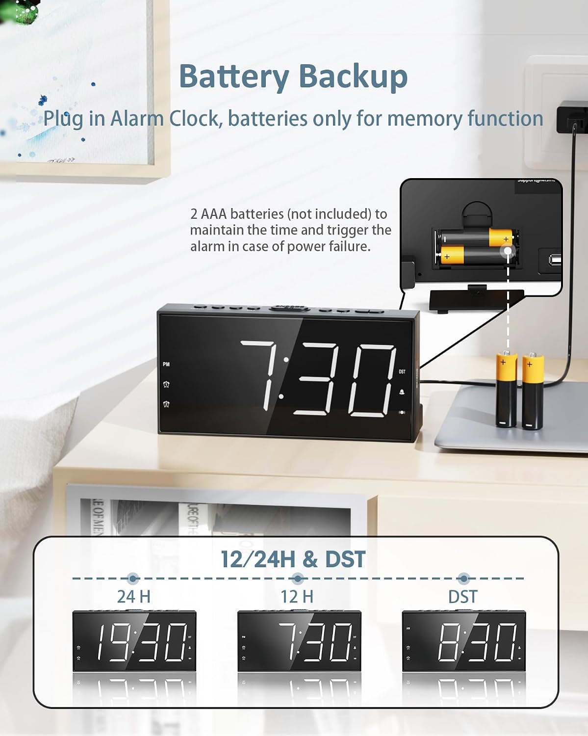 Alarm Clock with Bed Shaker, Vibrating Alarm Clock for Heavy Sleepers