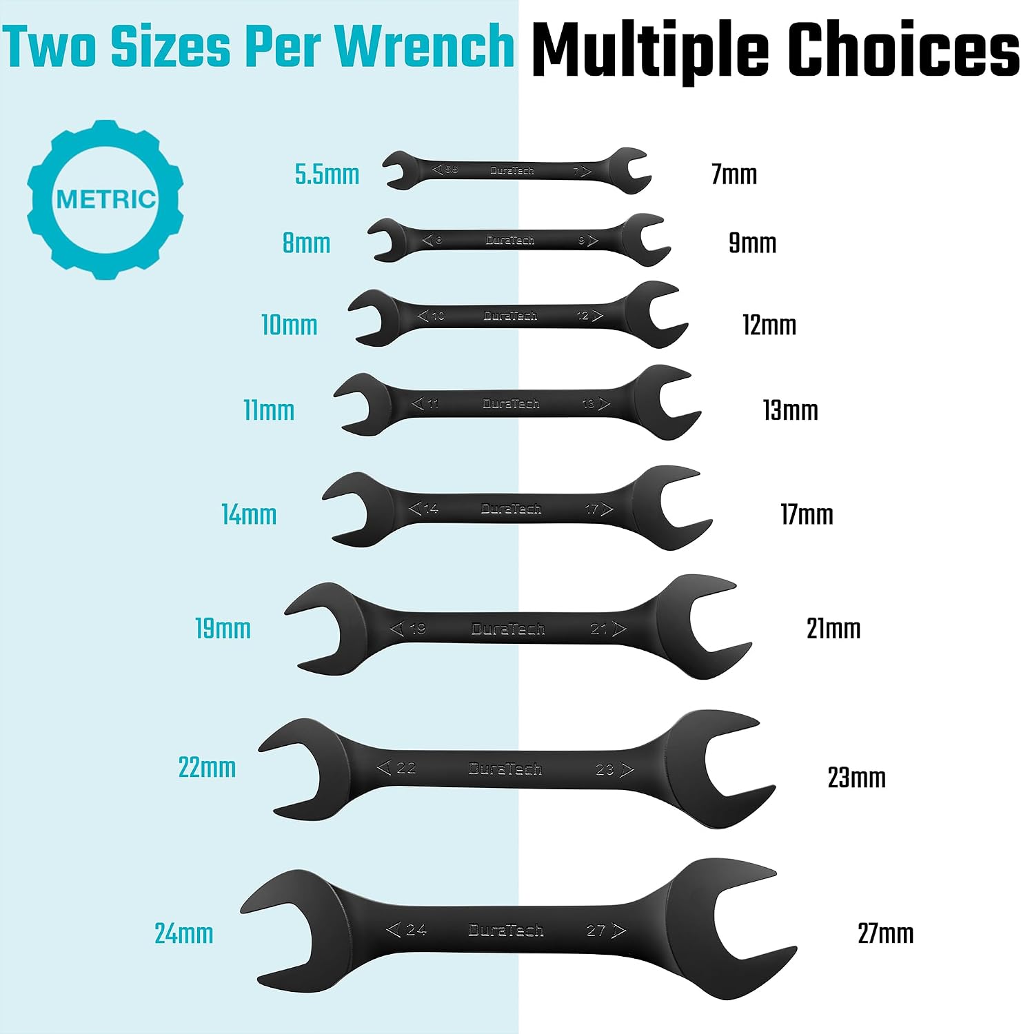 DURATECH Super-Thin Open End Wrench Set, 8-Piece, Metric
