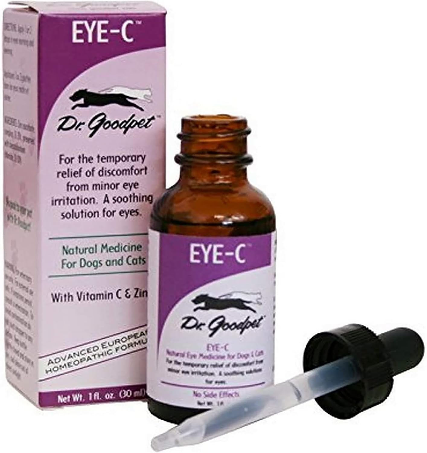 Eye-C All-Natural Eye Drops for Dogs, Cats | Human Quality Zinc & Vitamin C | Veterinarian Recommended Eye Care | Soothe, Wash