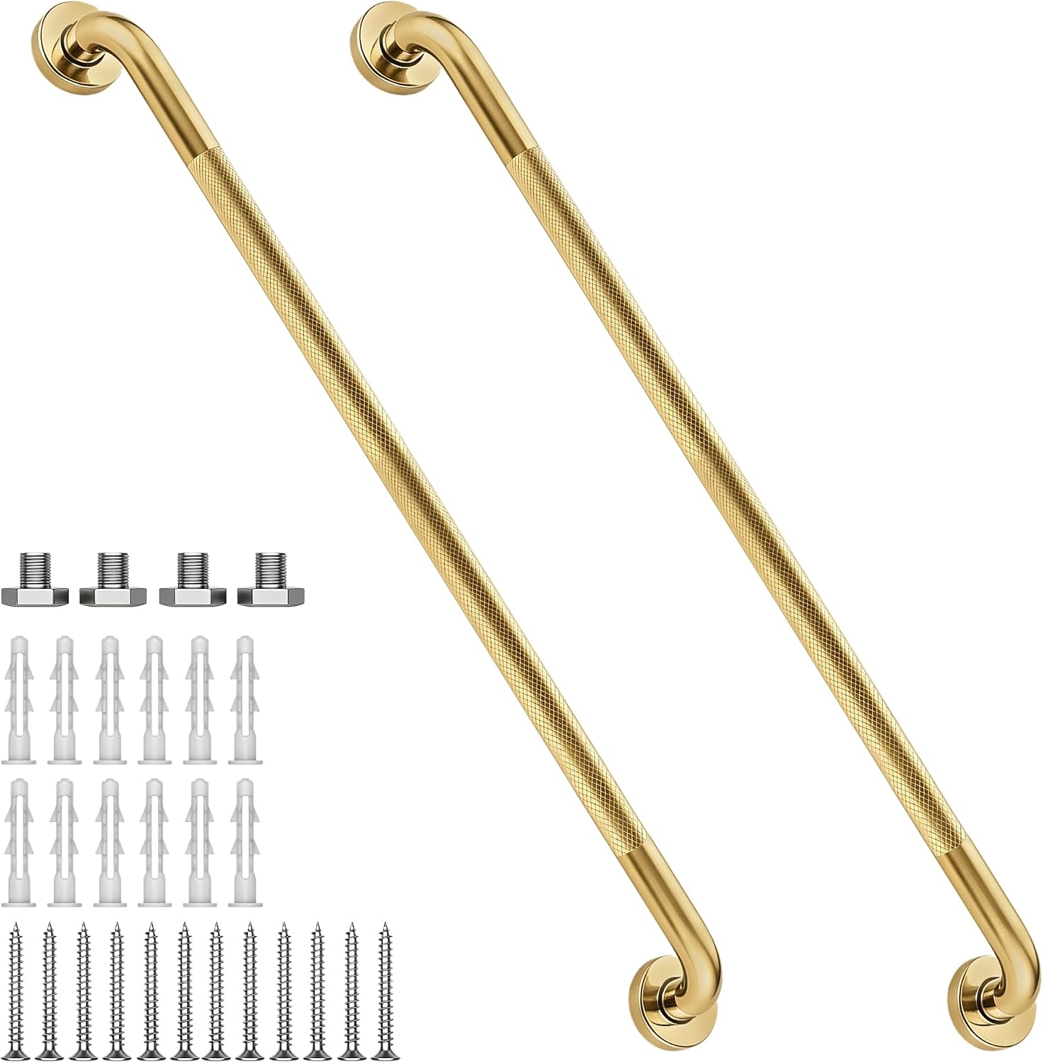12 Inch Shower Grab Bar 1.25" Dia,Brushed Nickel Anti Slip Bathroom Grab Bar, 304 Stainless Steel Knurled Handicap Grab Bars, Safety Support Handrail,Bath Shower Handle for Elderly Injury Senior