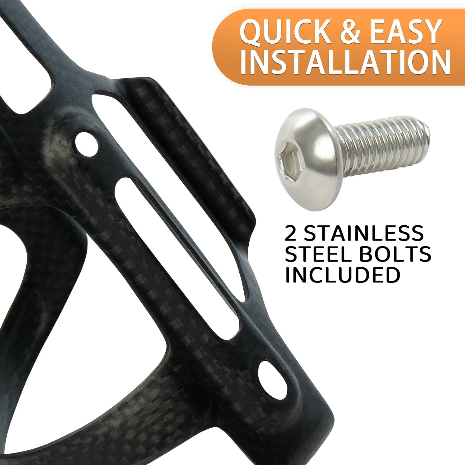 BRKURLEG Ultra-Light Carbon Fiber Water Bottle Cage with Screws Tool | Bike Water Bottle Cage Holder Brackets for Road Bike MTB Mountain Cycling Black Matte, Right Opening