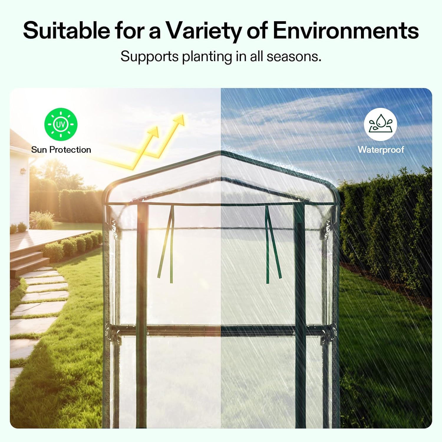 VIVOSUN Mini 4-Tier Greenhouse with Wheels