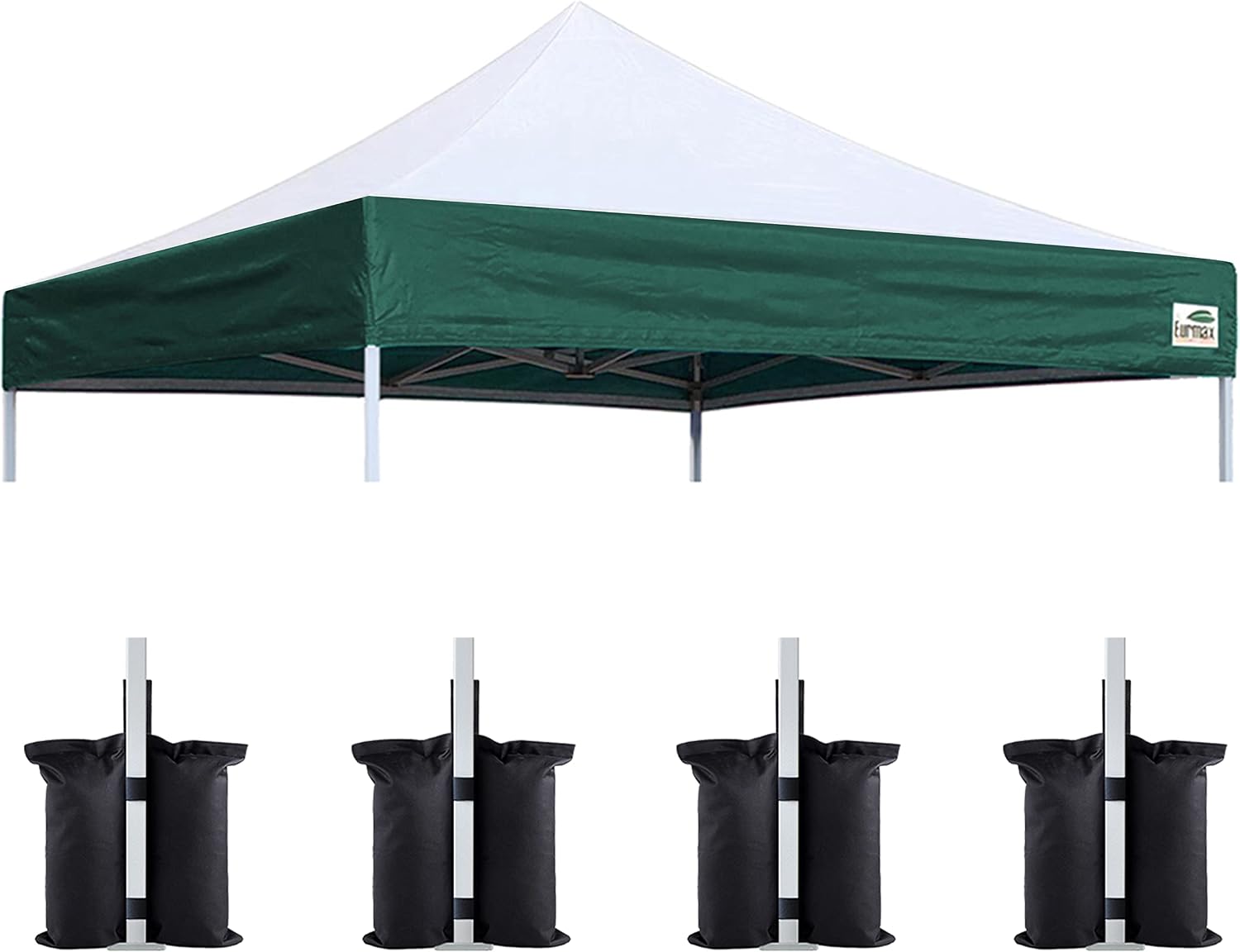 Eurmax USA 10x10 Pop Up Canopy Replacement Top,Universal Instant Canopy Cover ONLY,Heavy Duty UPF 50+ UV Protection,Water & Wind Resistant Tarp,30+ Colors Available,Bonus 4 Sand Bags (White)