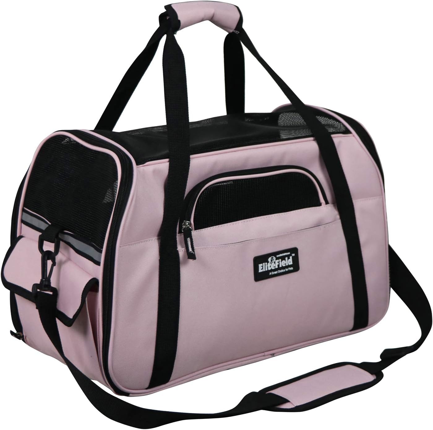 EliteField Soft-Sided Pet Carrier for Cats & Small Dogs (3-Year Warranty) | Airline Approved, Removable Bed & Cover, Built-In Leash, Luggage Sleeve, Seat Belt Loop, Waterproof, Durable, Foldable