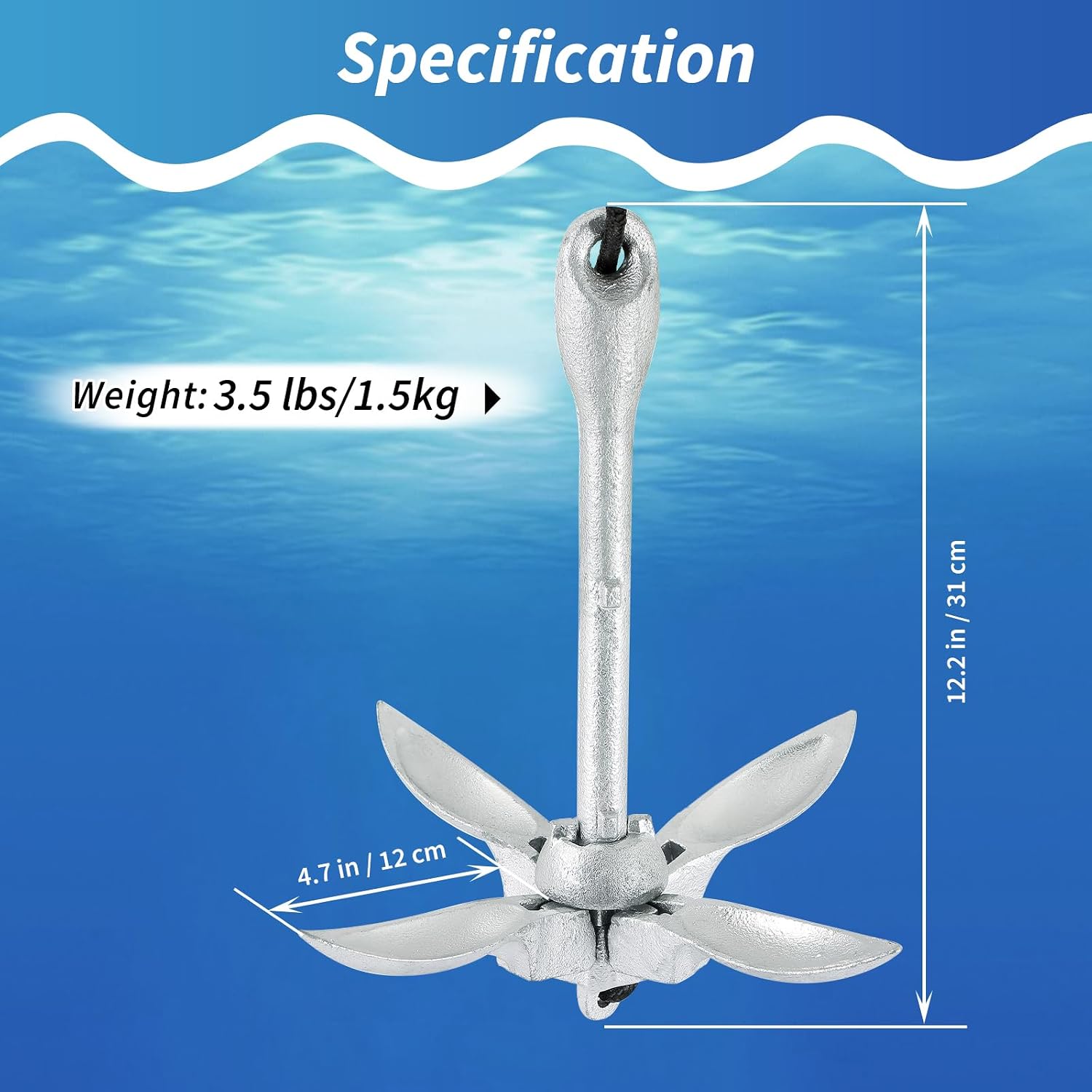 Kayak Anchor 3.5lbs/1.5kg Folding Anchor