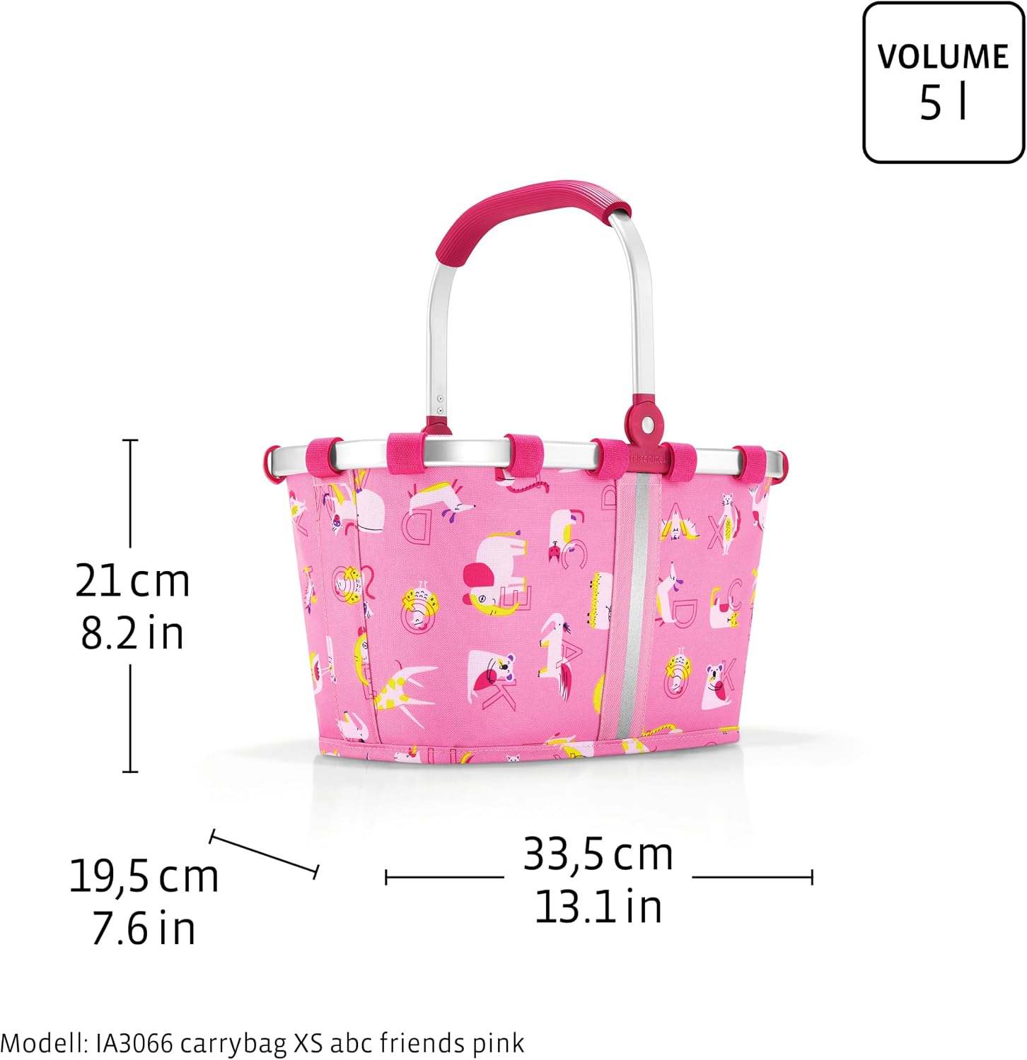 reisenthel Carrybag XS Kids, Extra Small Collapsible Basket, ABC Friends Pink