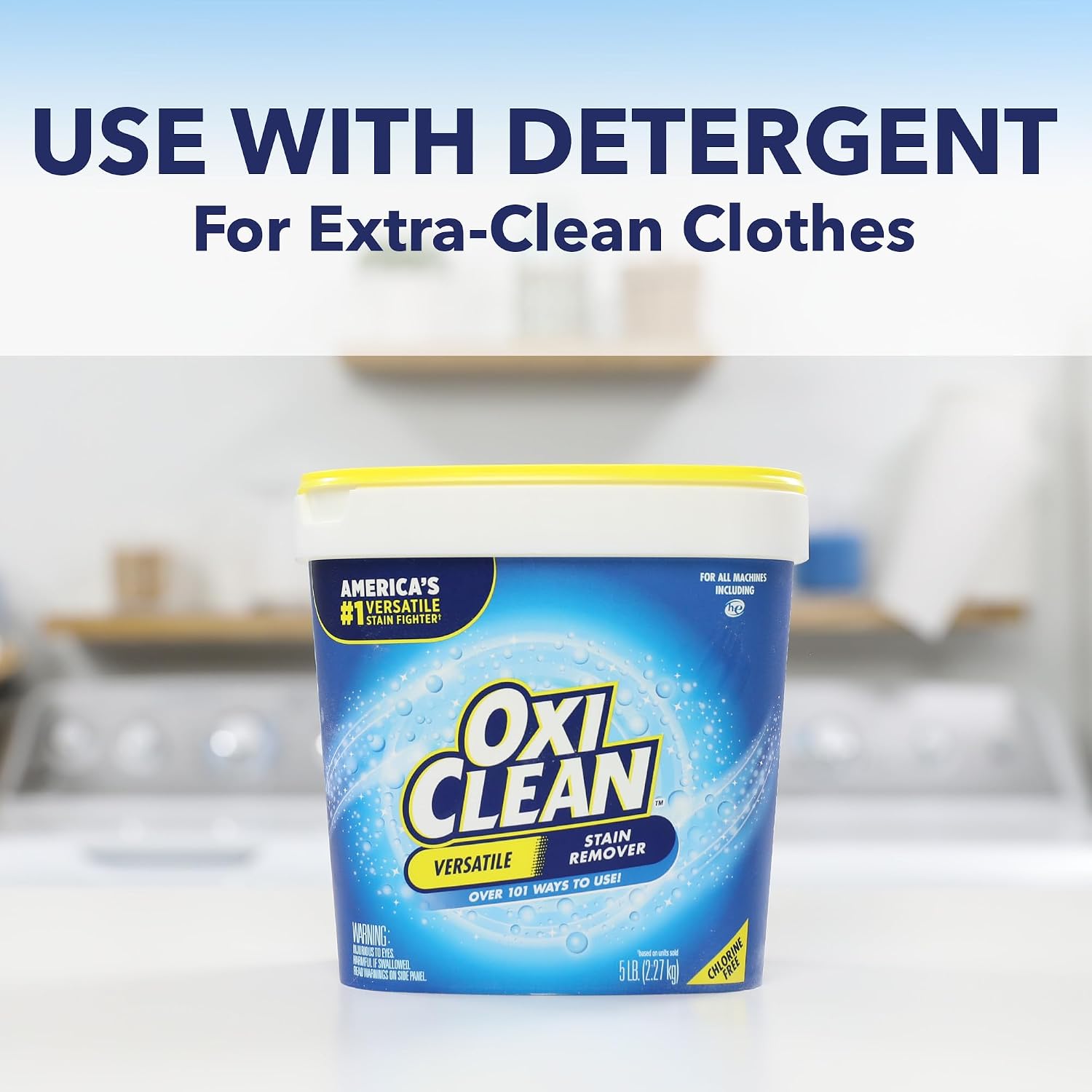 OxiClean Versatile Stain Remover Powder, 5 lb | 101+ Household Uses, Tough Stain Removal, Laundry Booster, Multi-Surface Cleaning, Color Safe, Chlorine Free