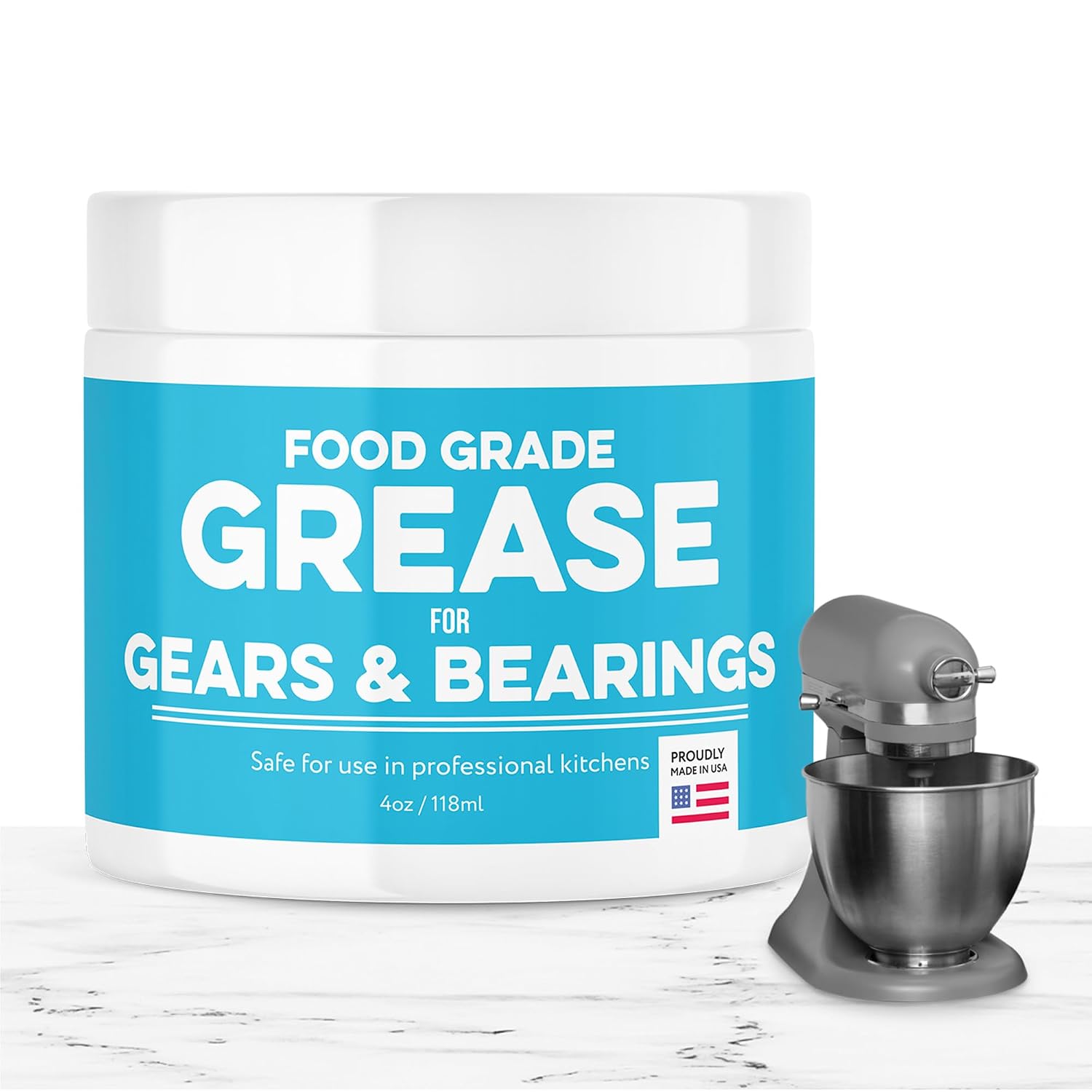 Impresa High-Viscosity 4 Oz Food Grade Grease - White Smooth Operation for Stand Mixers & Appliances - Gear Wear Protection & Extended Equipment Life - Food-Safe Formula Made in USA