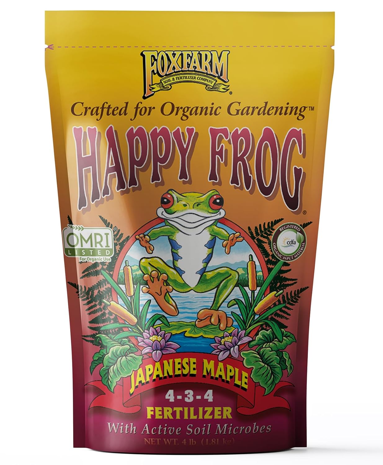 FoxFarm Happy Frog Japanese Maple Fertilizer - Supports Vegetative Growth & Strong Branch Development - 4-3-4 Blend with Soil Microbes & Mycorrhizal