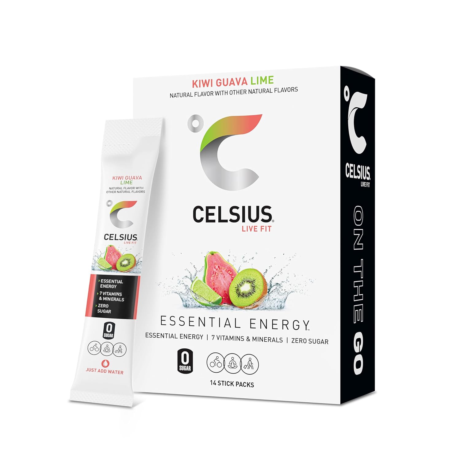 CELSIUS On-The-Go Powder Stick Packs, Zero Sugar (14 Sticks per Pack)