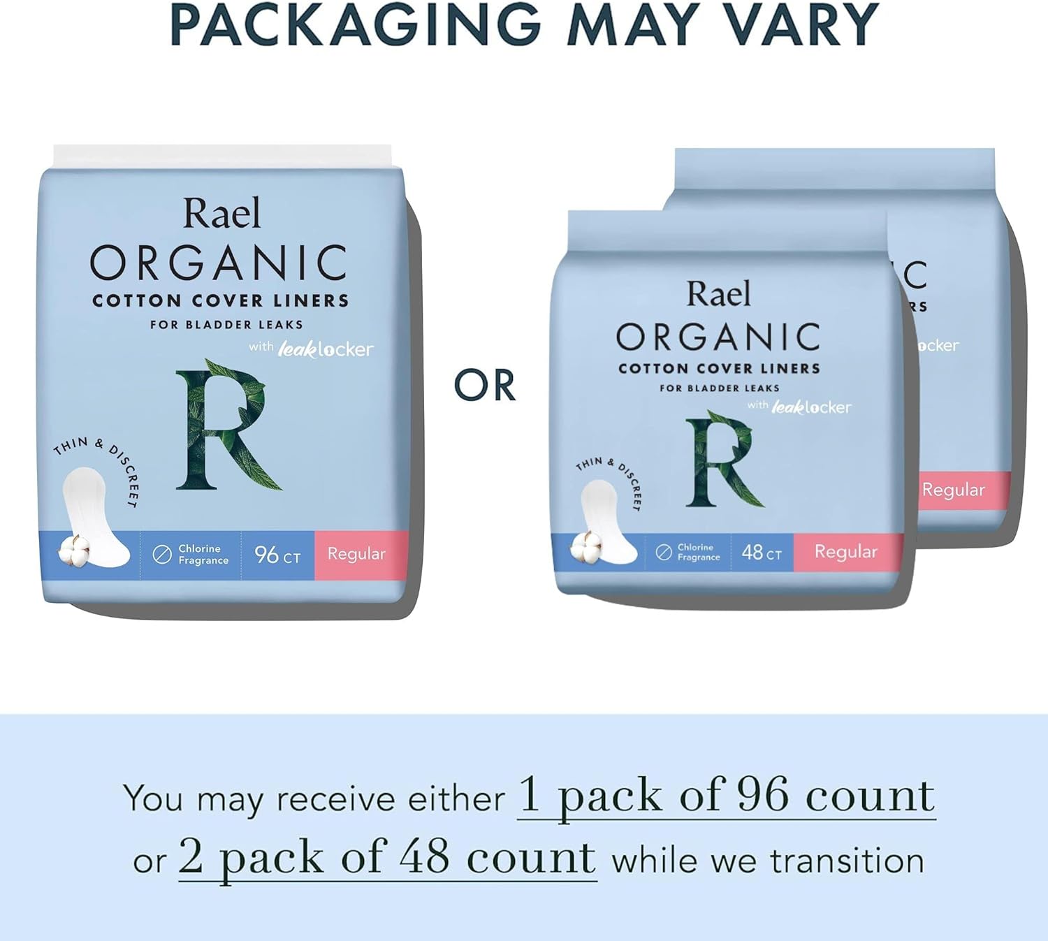 Rael Incontinence Pads for Women, Organic Cotton Cover (Moderate, 60 Ct)