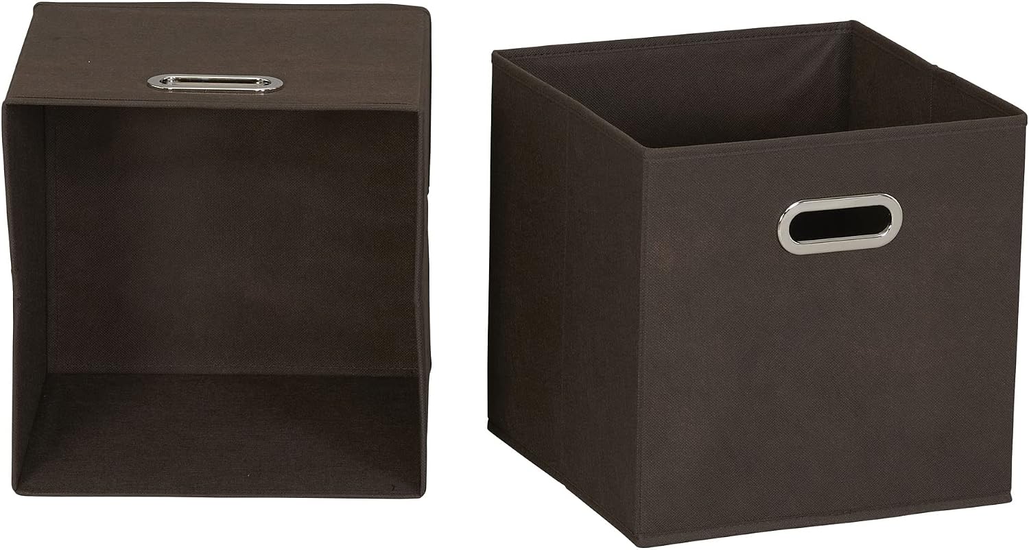 Household Essentials Fabric Storage Bins 6 Piece Set, Strong Poly-Woven Fabric, Sturdy Chipboard Sides, Grommet Front Handle, Stackable and Foldable, Classic Design, Navy
