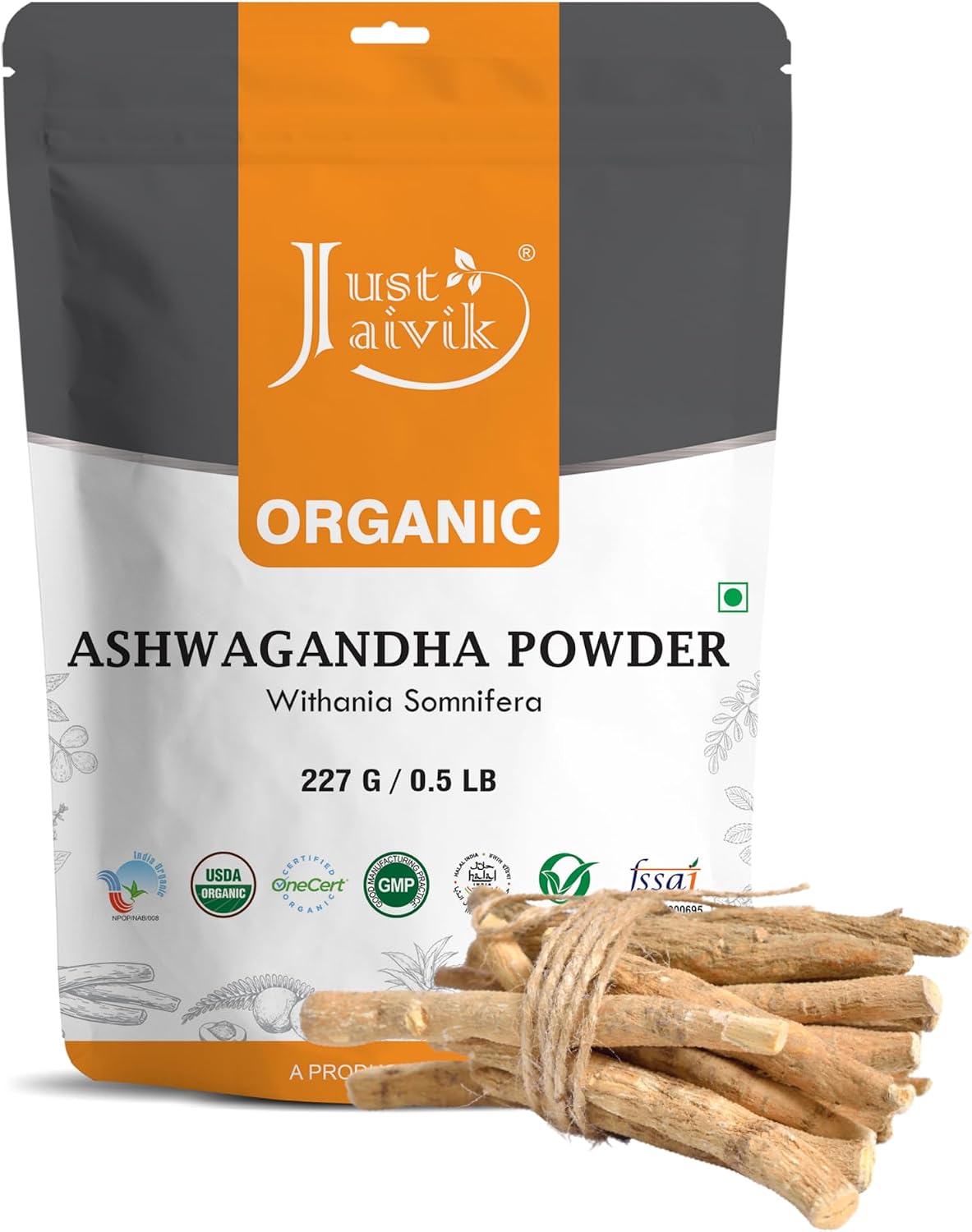 100% Organic Ashwagandha Powder- Withania Somnifera- USDA Certified Organic- 227g (0.5 LB) 8 oz - Ayurvedic Herbal Supplement That Promotes Vitality