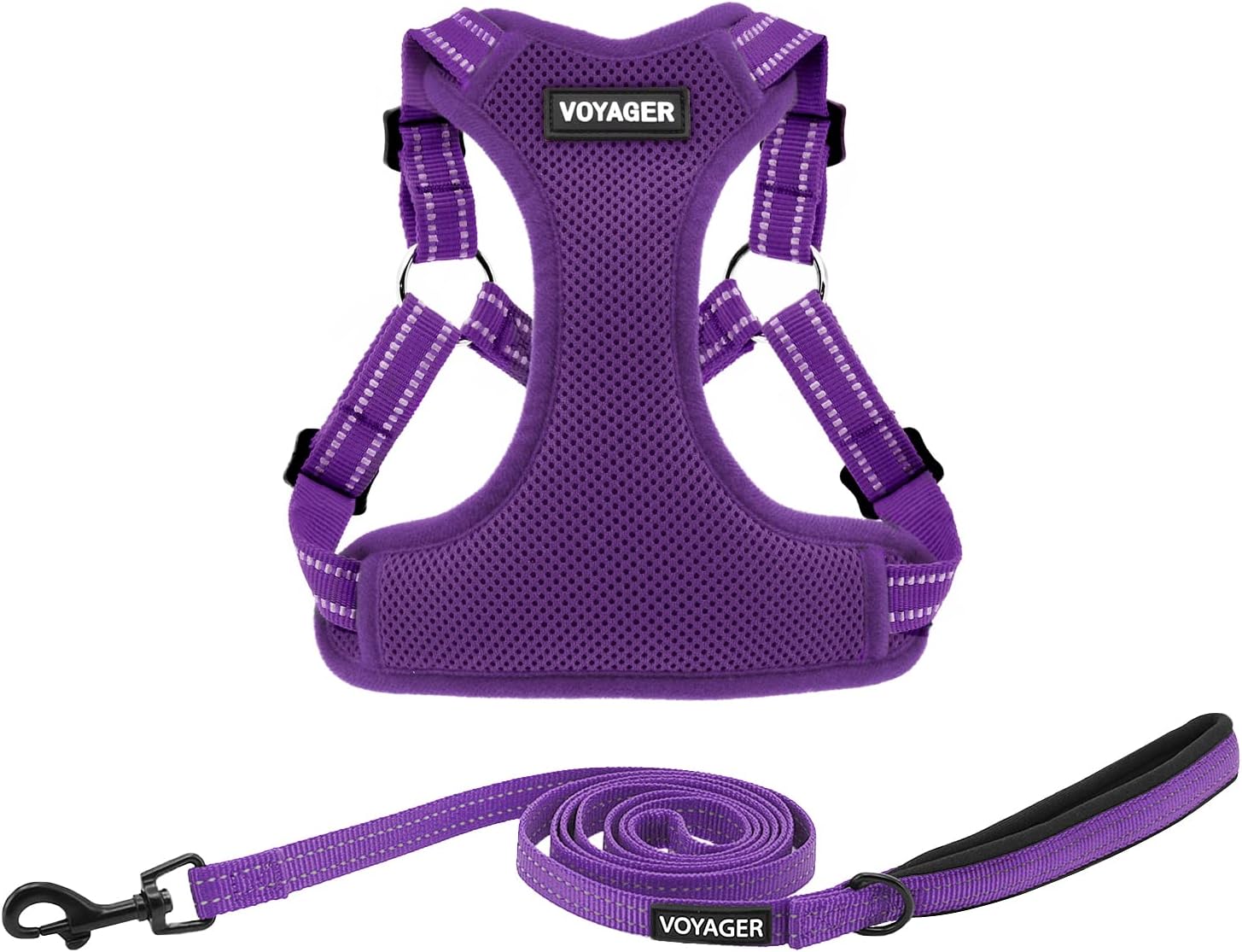 Voyager Step-in Flex Adjustable Dog Harness - Black, Medium | 17 - 21" in Chest, Fully Adjustable, Reflective Bands, All Weather Breathable Air Mesh, Lightweight, Fast Drying