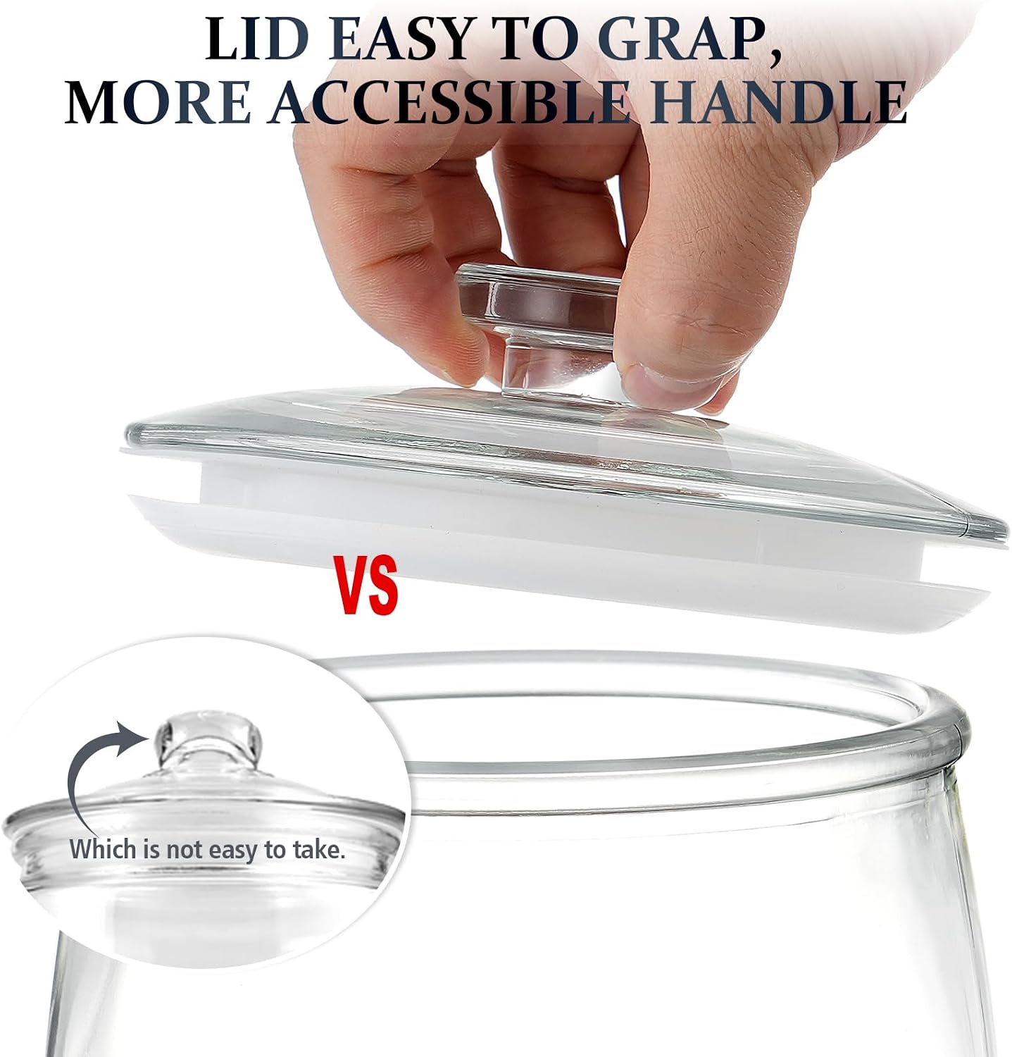 Folinstall Wide Mouth Glass Jar with Airtight Lid, 1/2 Gal Clear Container | 72oz Apothecary Jar for Cookie, Candy, Sugar, Flour, Sourdough Starter