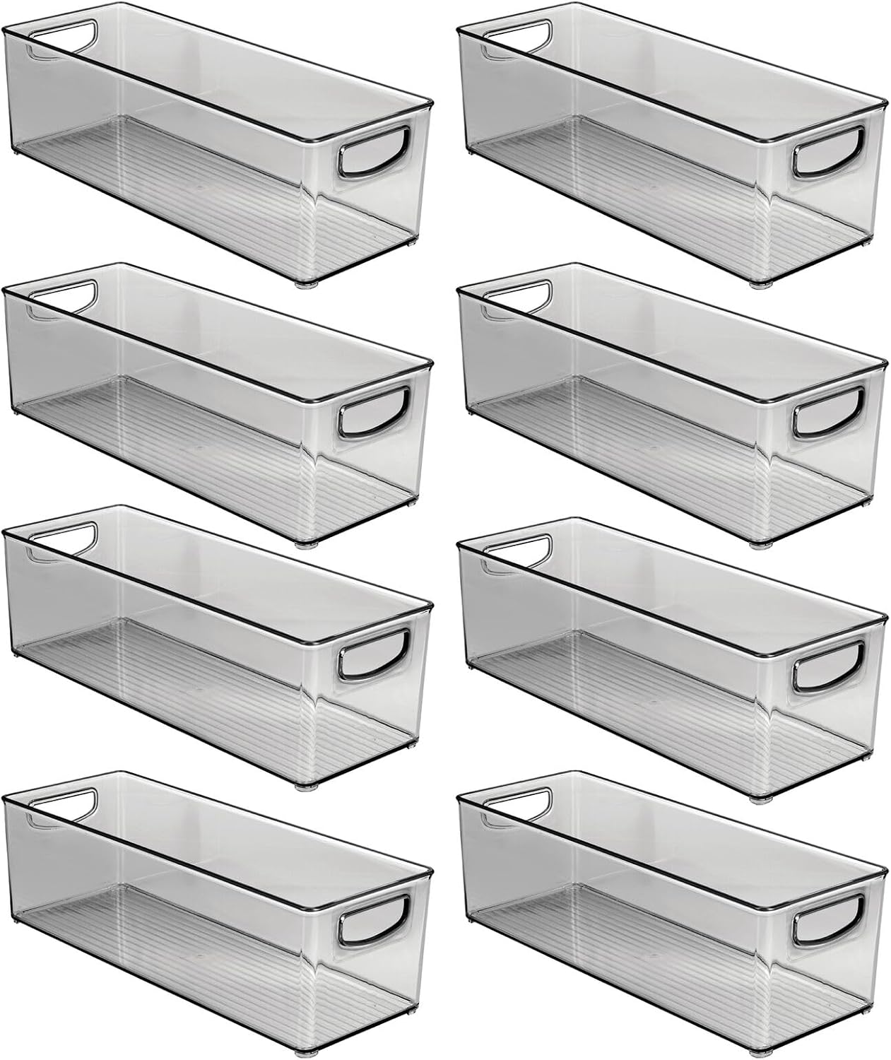 mDesign Plastic Video Game and DVD Storage Organizer - Game and Movie Disc Holder Bin with Handles for Home Media Console Stand and Closet Shelf
