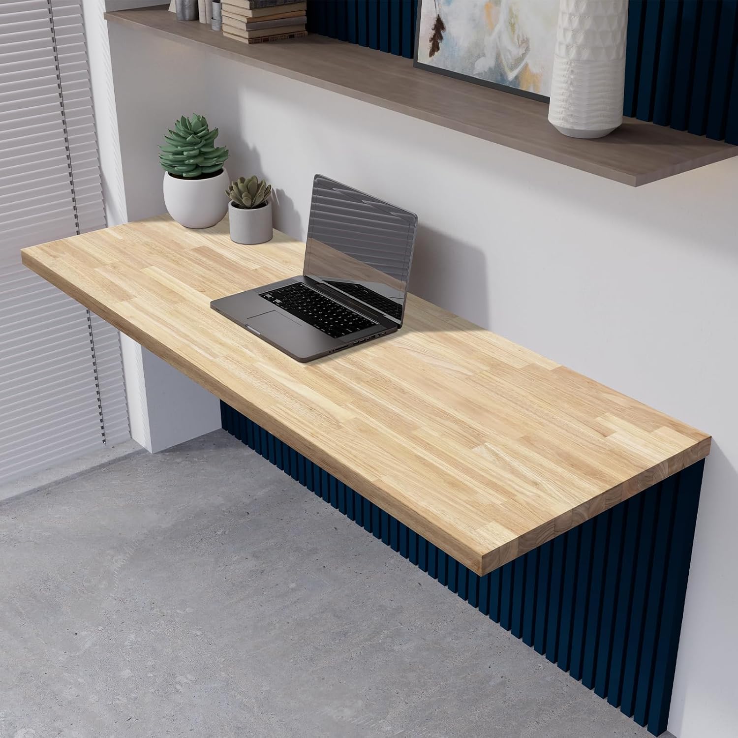 Howizz Butcher Block Countertop 48 x 25 x 1.5 - Hevea Unfinished Solid Wood Table Top, Wood Countertop for DIY Desk, Table, Workbench, Kitchen Island.