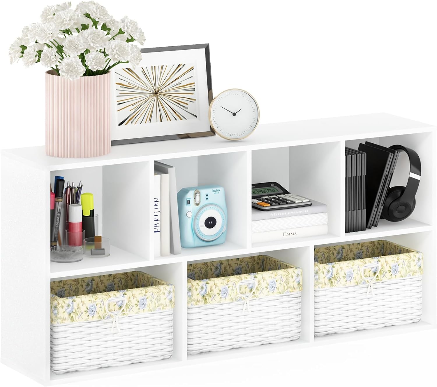 Furinno LUDER Book Shelf, 5-Cube Bookshelf, Easy Assembly Bookcase with Open Shelves, 9.4 x 19.7 x 31.5, for Living Room, Bedroom, Home Office, Darkwood