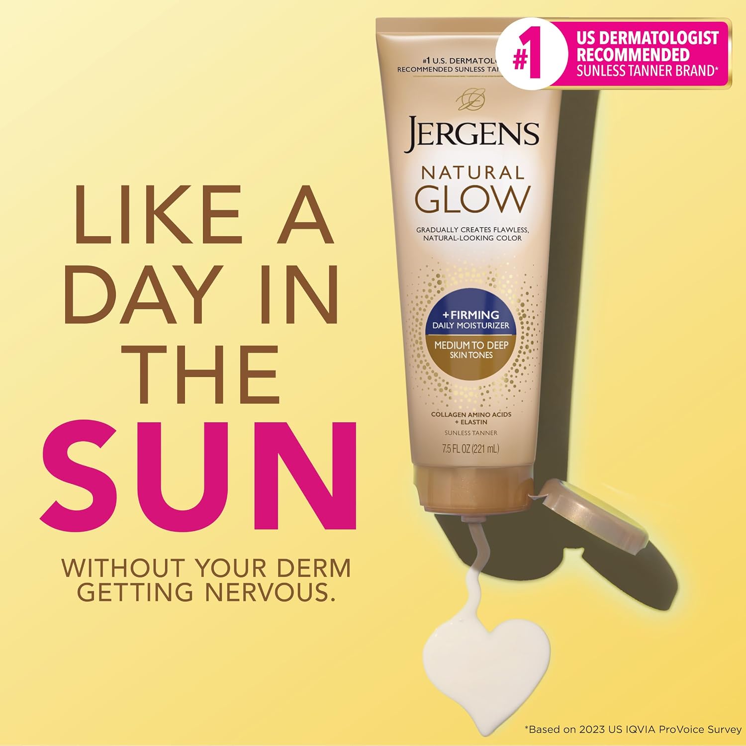 Jergens Natural Glow +Firming Self Tanner Body Lotion, Fair to Medium Skin Tone, Sunless Tanning Moisturizer with Collagen and Elastin. Helps to Visibly Reduce Cellulite, 7.5 Fl Oz | Sunless Tanning Moisturizer, Collagen and Elastin Formula, Reduces Cell…