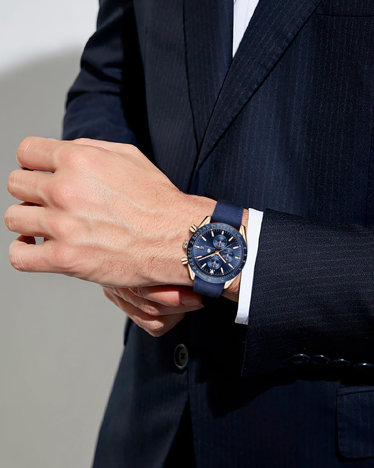 BENYAR Watch for Men Analog Quartz Chronograph Waterproof Luminous Designer Mens Wrist Watches Business Work Sport Casual Dress Watch with Silicone Strap Elegant Gifts for Men